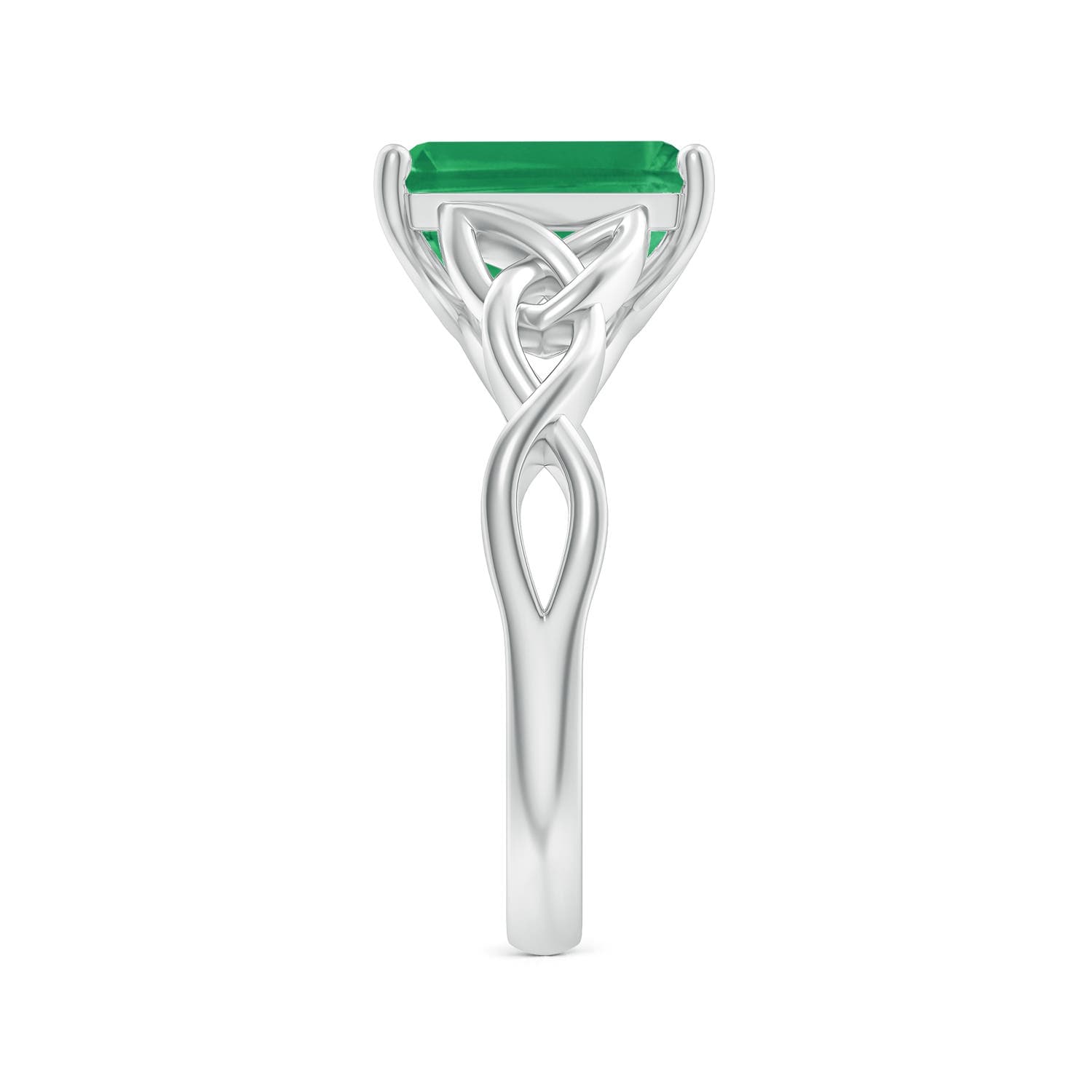 Emerald-Cut Emerald Celtic Knot Engagement Ring