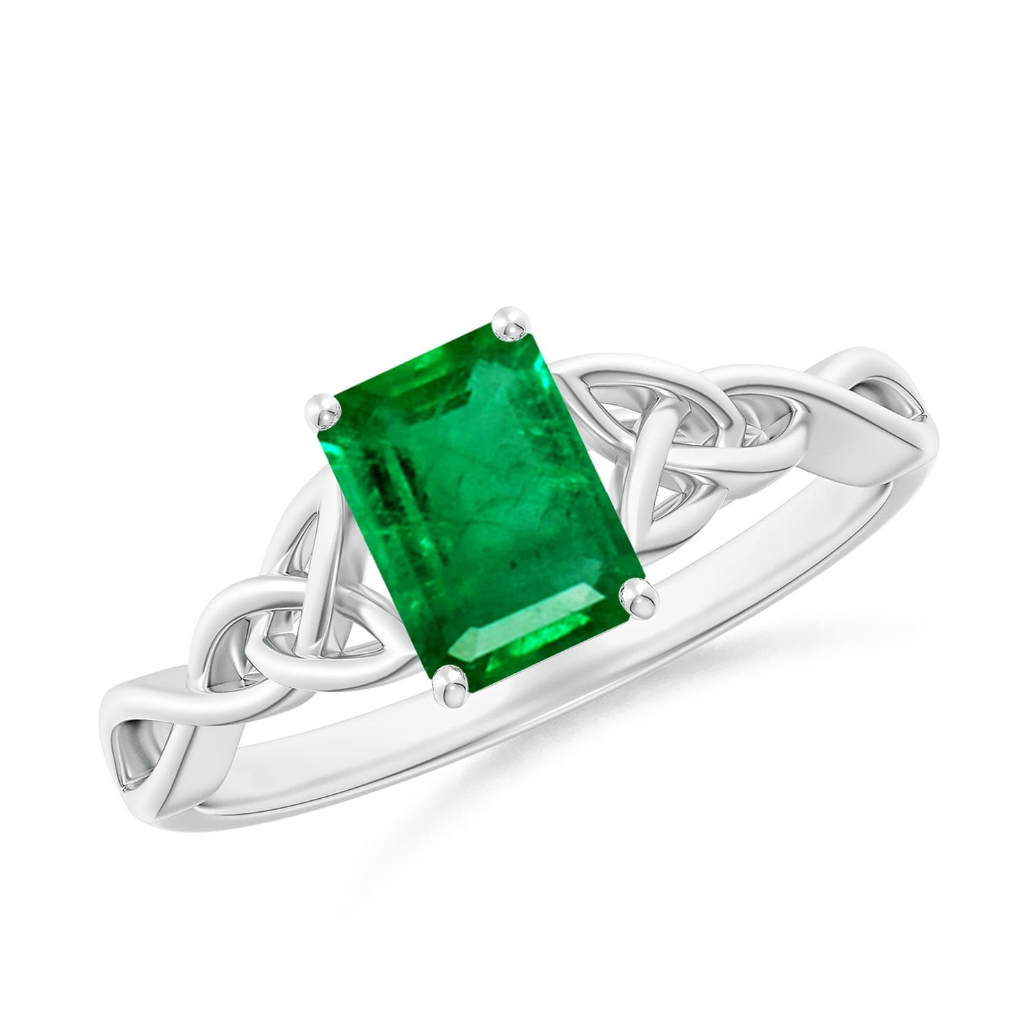 Emerald-Cut Emerald Celtic Knot Engagement Ring