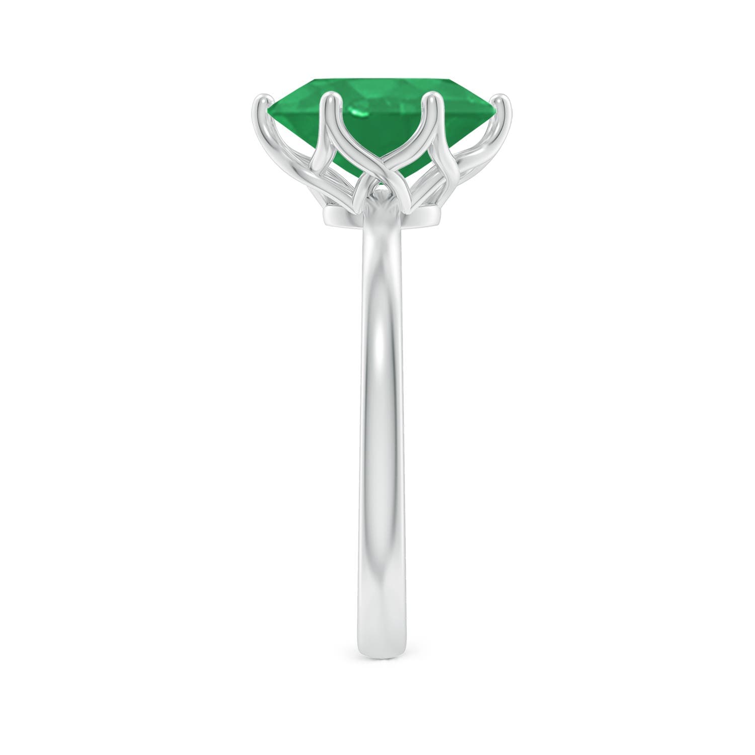 Six Prong-Set Oval Emerald Solitaire Classic Engagement Ring
