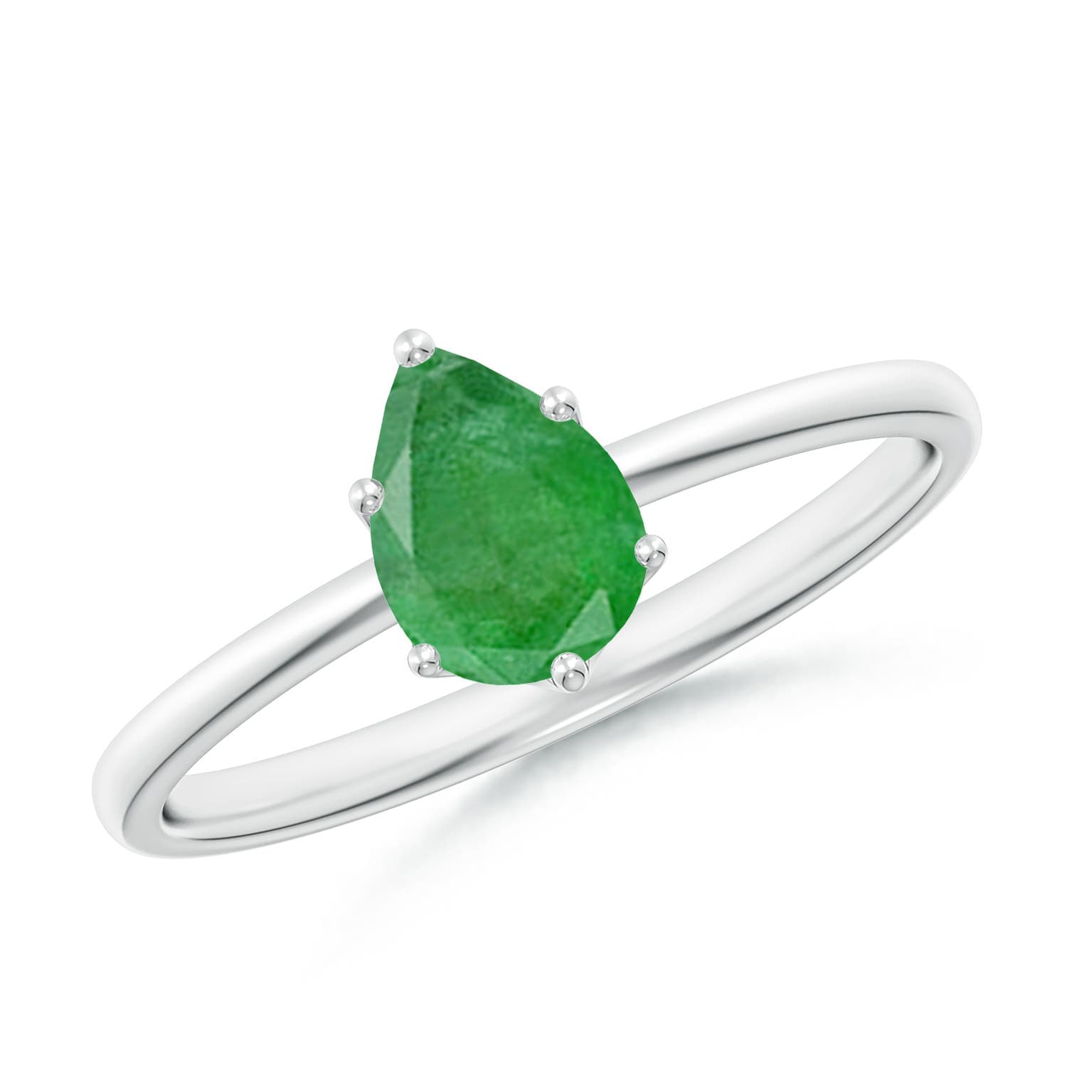 Pear-Shaped Emerald Solitaire Classic Engagement Ring
