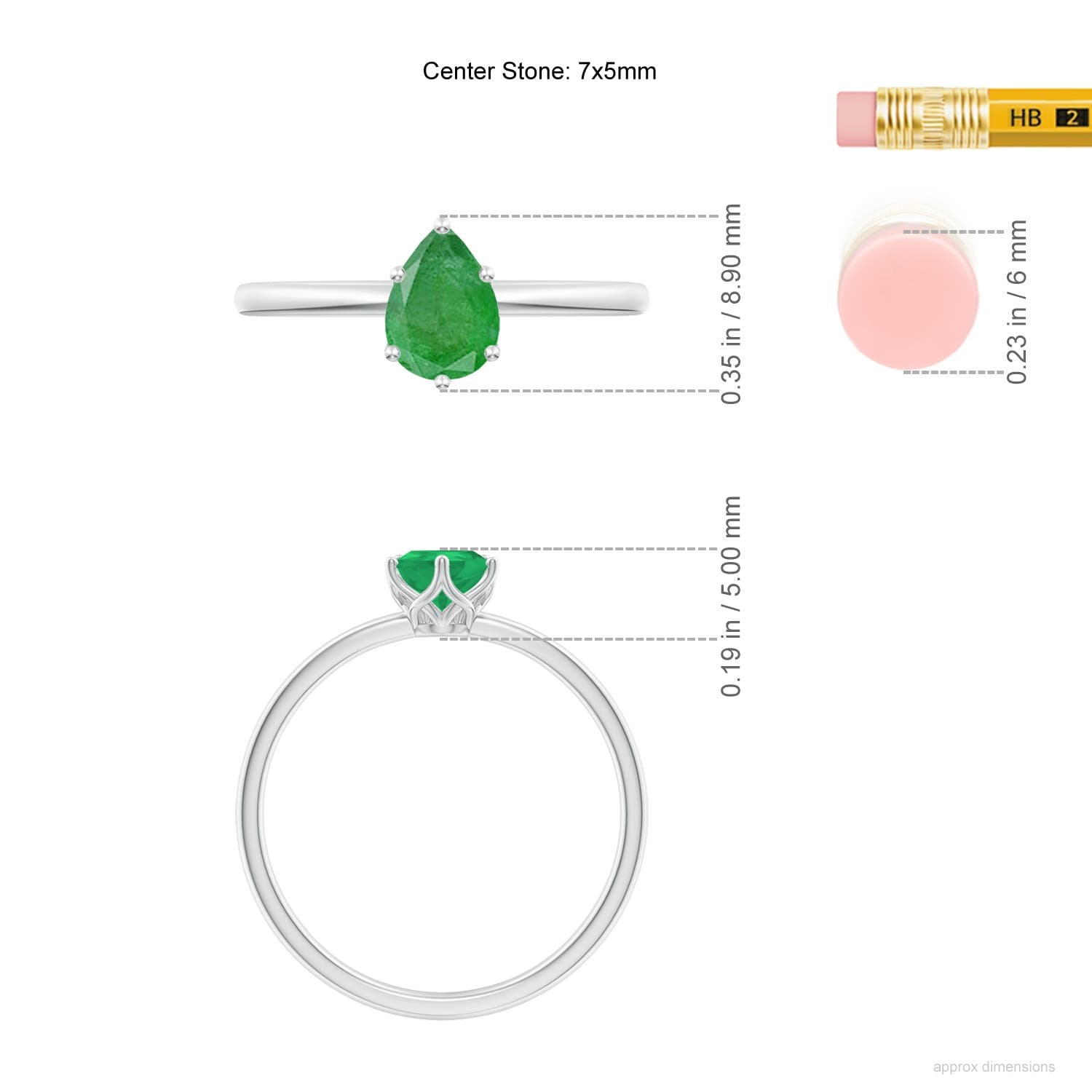 Pear-Shaped Emerald Solitaire Classic Engagement Ring