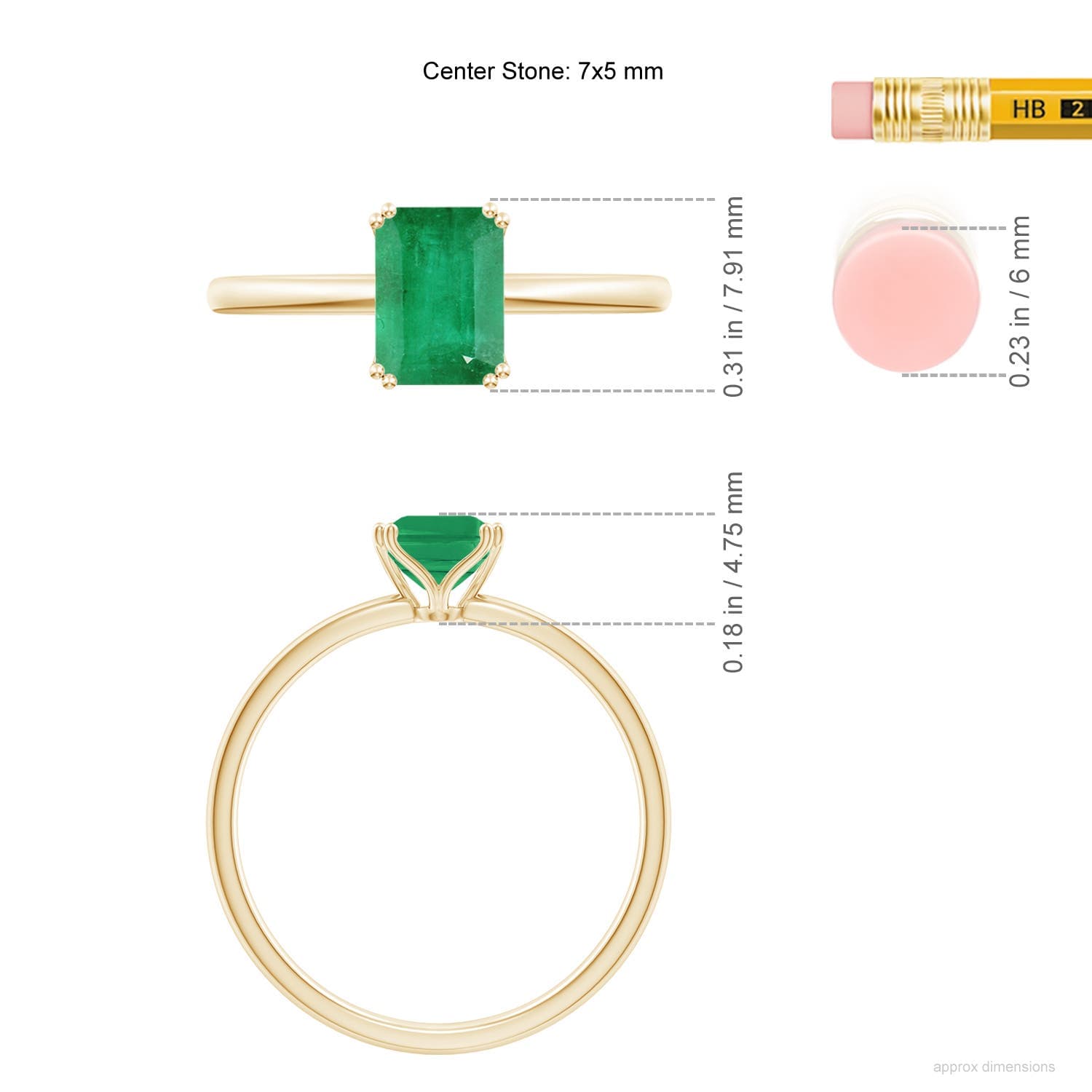 Double Prong-Set Emerald-Cut Emerald Solitaire Classic Engagement Ring