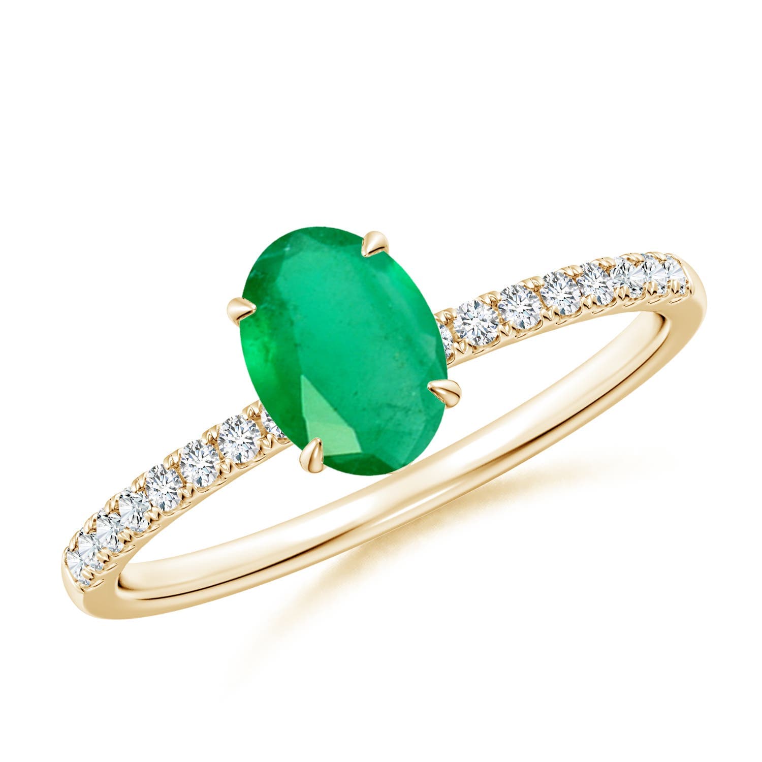 Oval Emerald Hidden Halo Engagement Ring