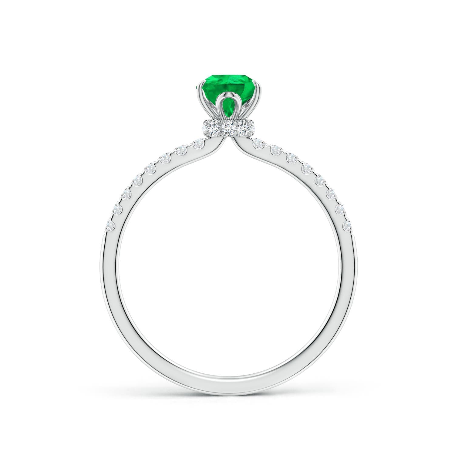 Pear-Shaped Emerald Hidden Halo Engagement Ring
