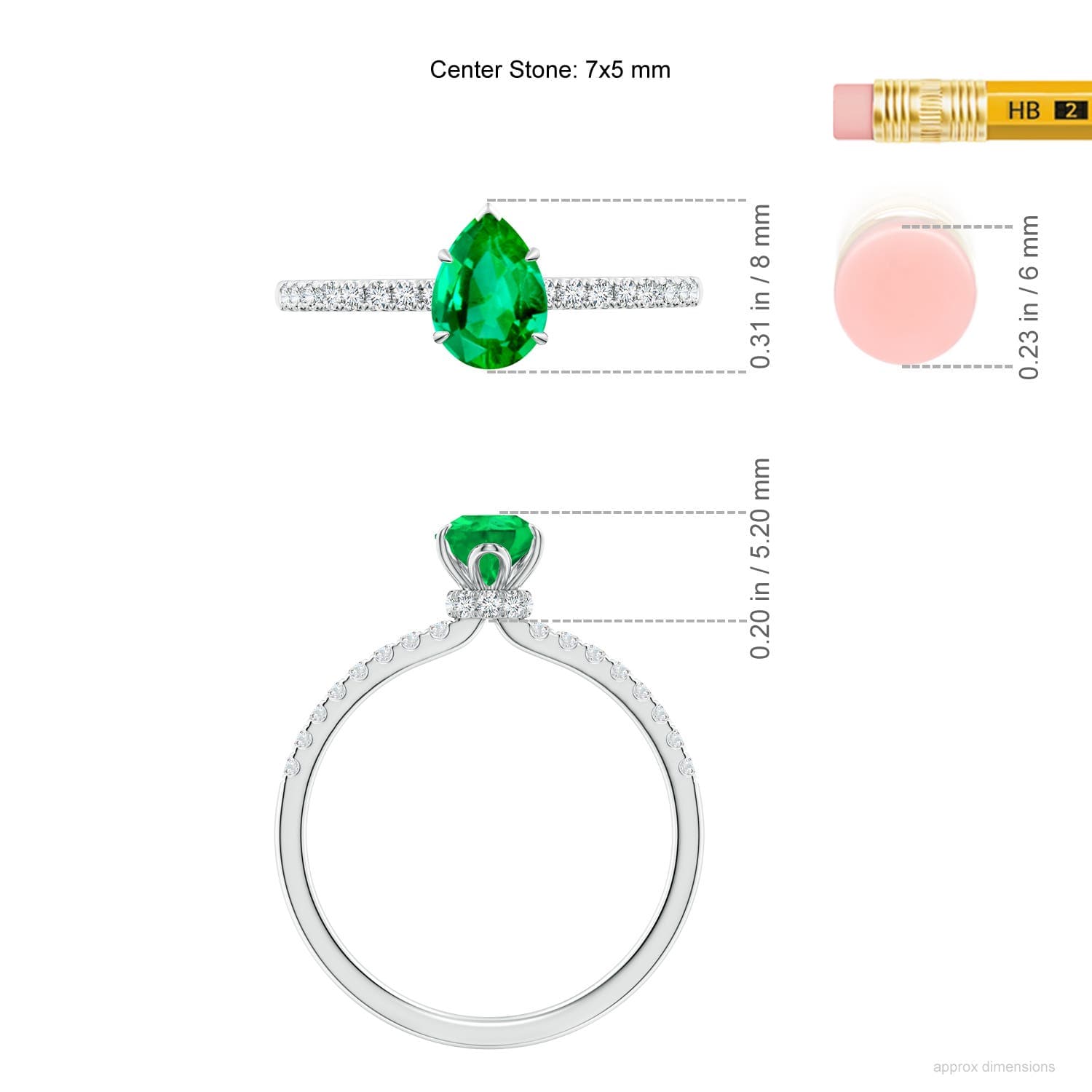 Pear-Shaped Emerald Hidden Halo Engagement Ring