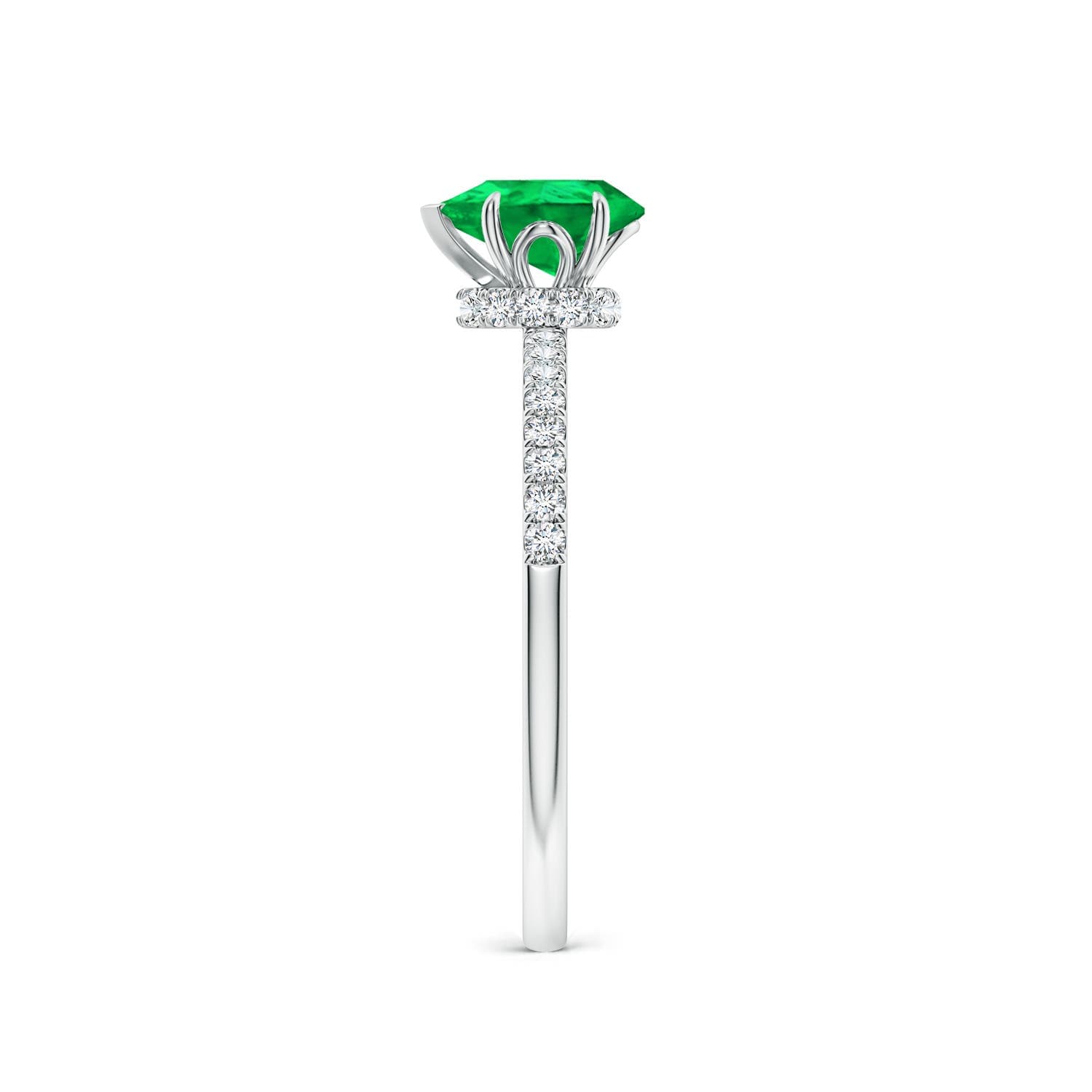 Pear-Shaped Emerald Hidden Halo Engagement Ring