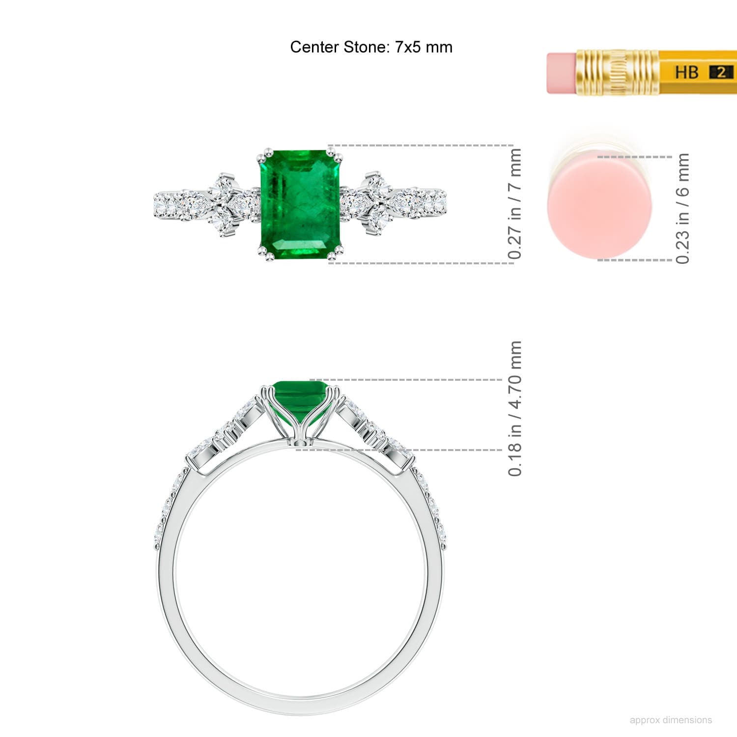 Emerald-Cut Emerald Side Stone Engagement Ring with Accents