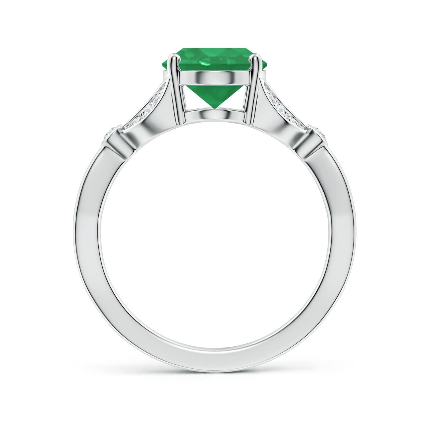 Nature-Inspired Oval Emerald Engagement Ring with Leaf Motifs