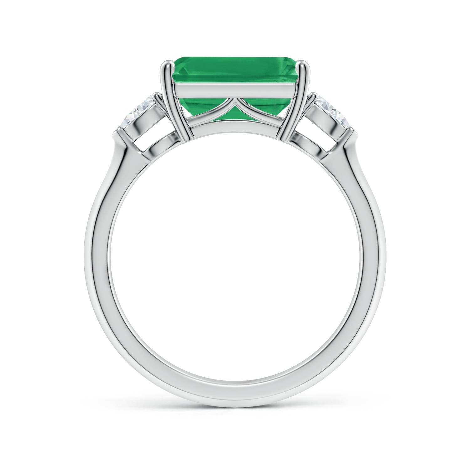 Classic East-West Emerald-Cut Emerald Side Stone Engagement Ring