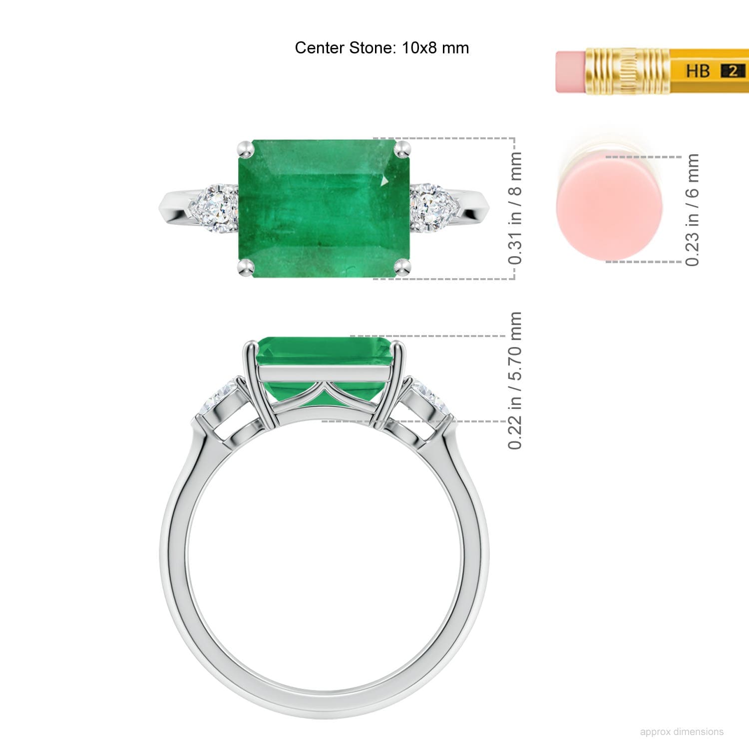 Classic East-West Emerald-Cut Emerald Side Stone Engagement Ring