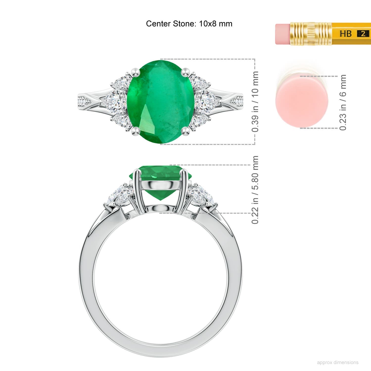 Oval Emerald Engagement Ring with Pear Diamonds