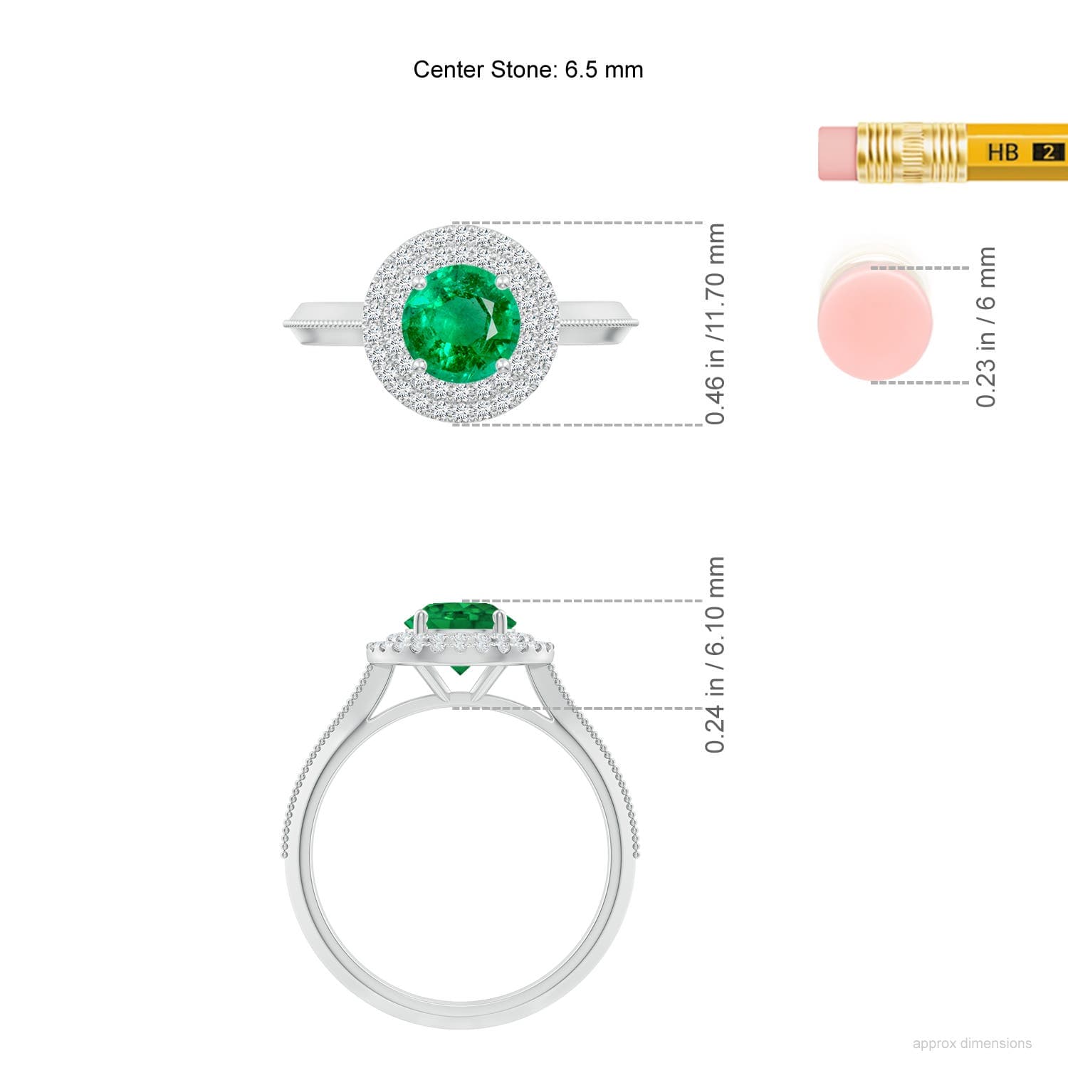 Vintage Inspired Round Emerald Double Halo Engagement Ring