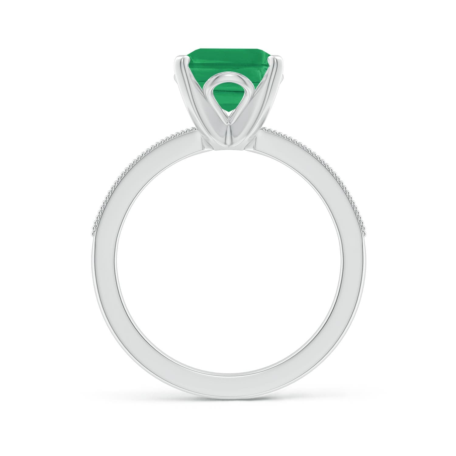 Vintage Style Emerald-Cut Emerald Engagement Ring with Accents