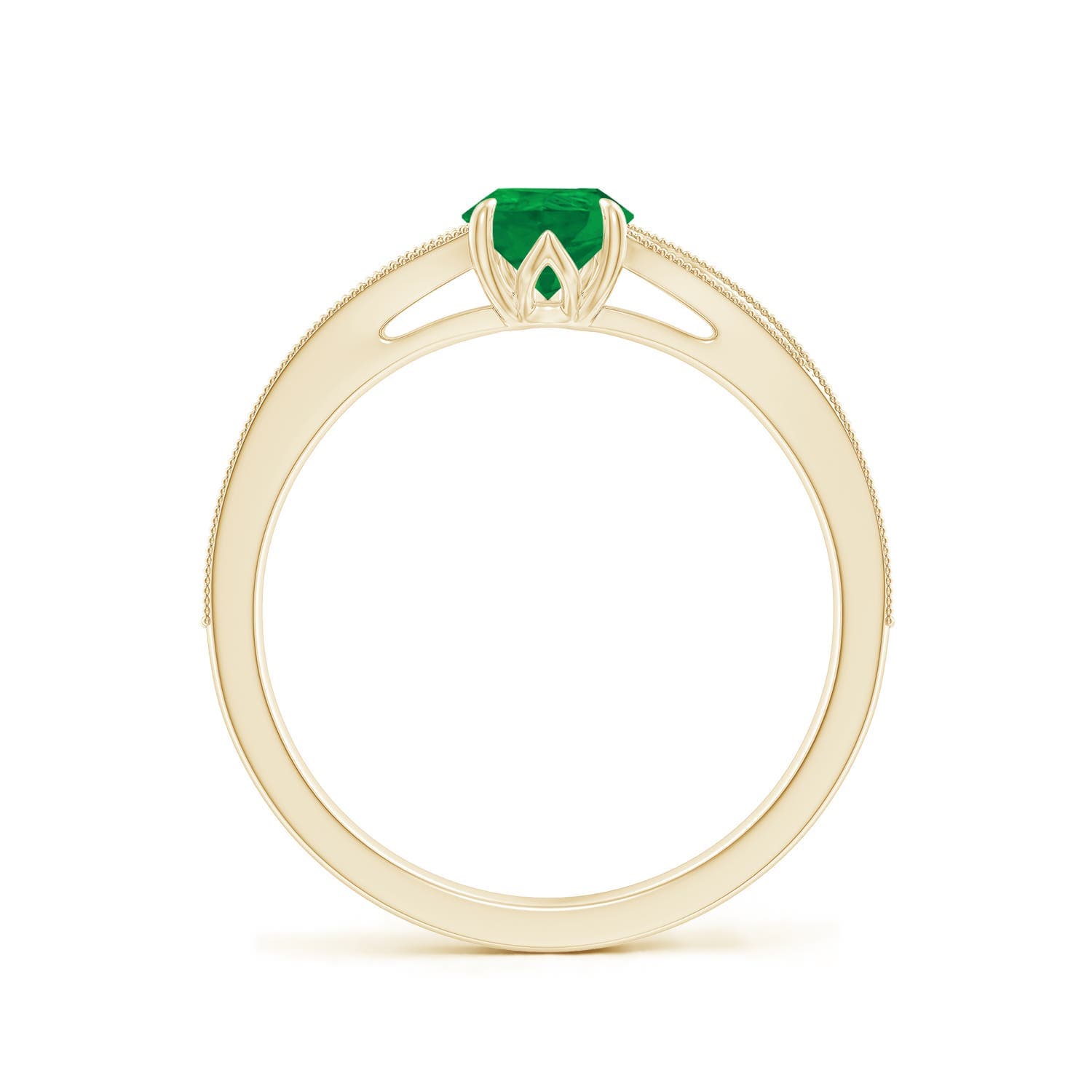 Vintage Inspired Pear Emerald Split Shank Engagement Ring