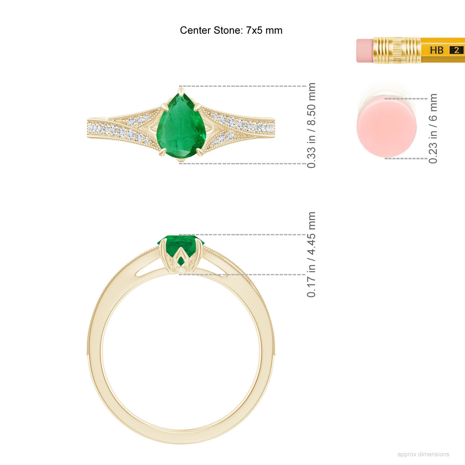 Vintage Inspired Pear Emerald Split Shank Engagement Ring