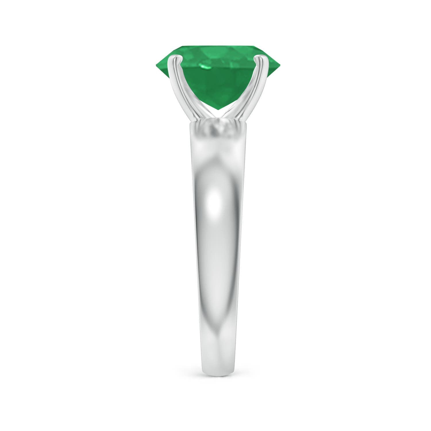 Prong-Set Oval Emerald Solitaire Engagement Ring