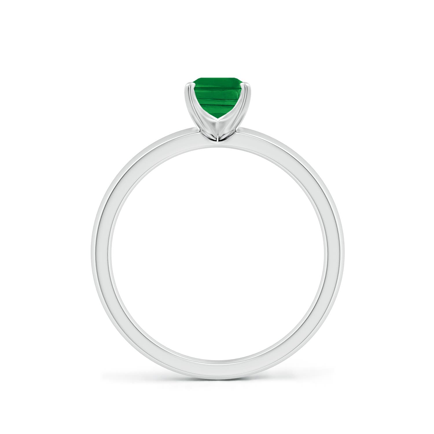 Prong-Set Emerald-Cut Emerald Solitaire Engagement Ring