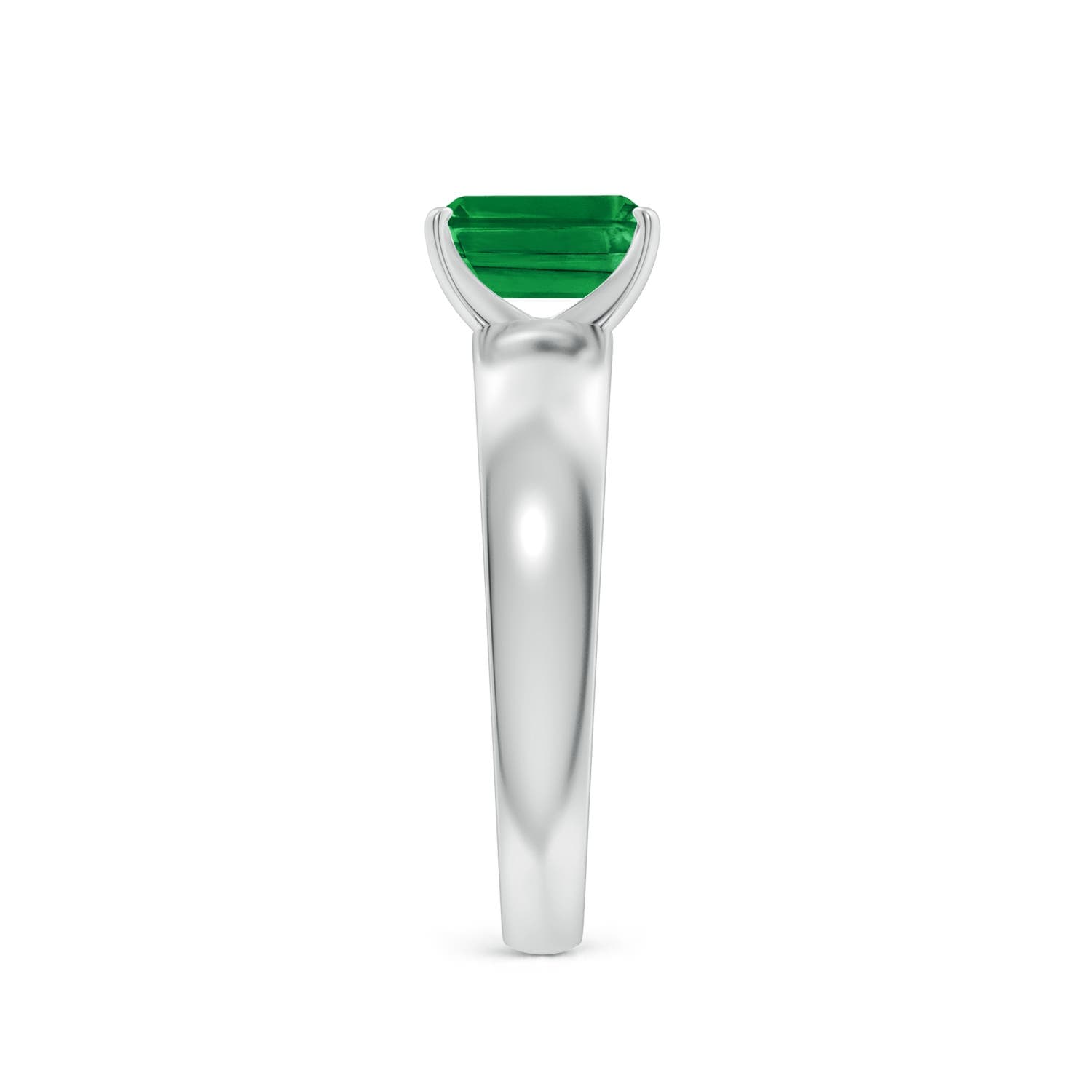 Prong-Set Emerald-Cut Emerald Solitaire Engagement Ring