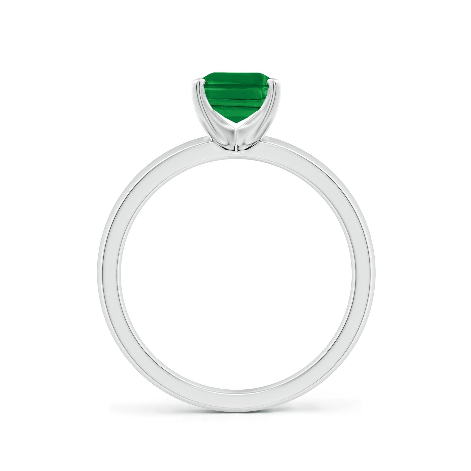 Prong-Set Emerald-Cut Emerald Solitaire Engagement Ring