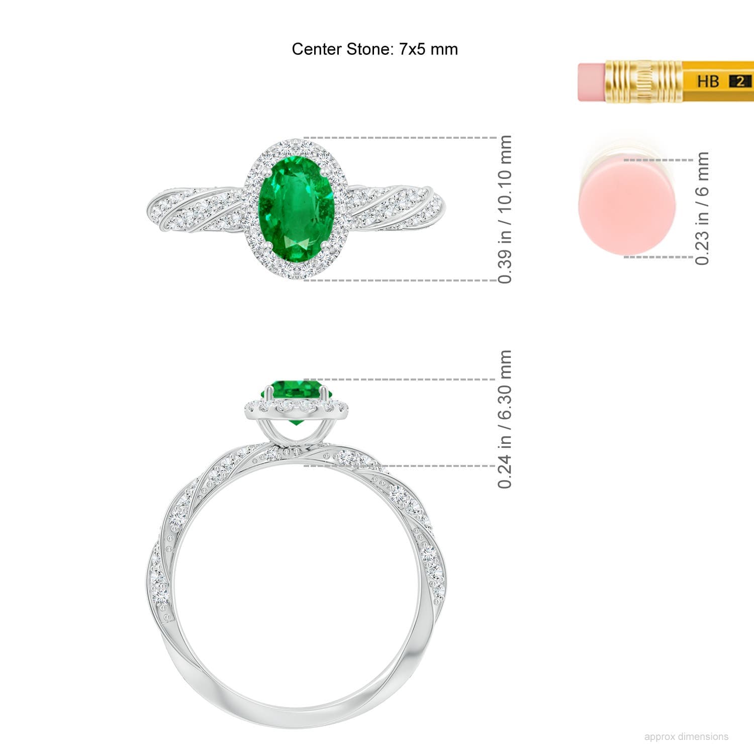 Oval Emerald Halo Twisted Rope Shank Engagement Ring