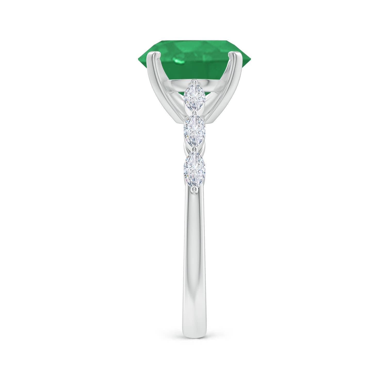 Oval Emerald Engagement Ring with Marquise Diamonds