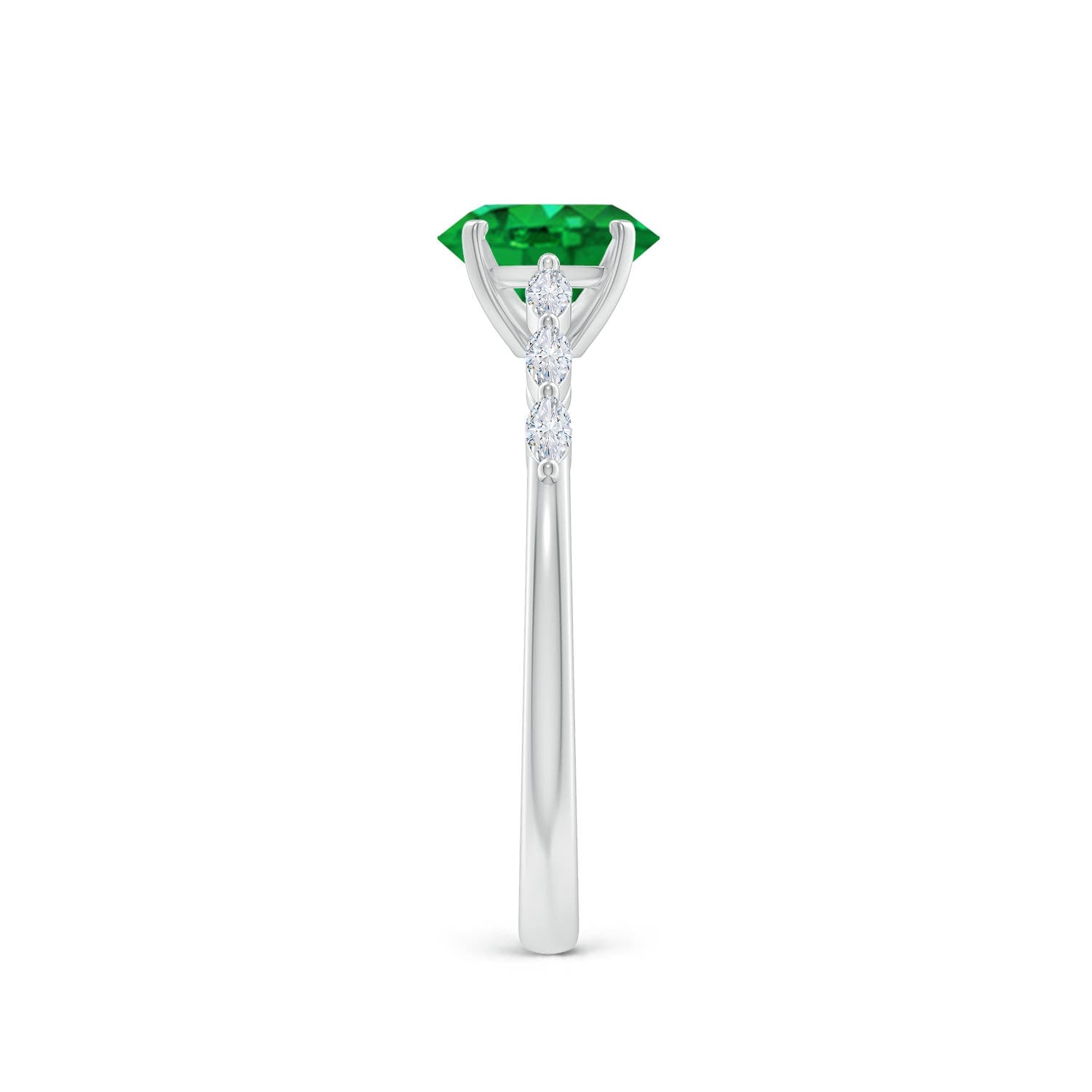 Oval Emerald Engagement Ring with Marquise Diamonds
