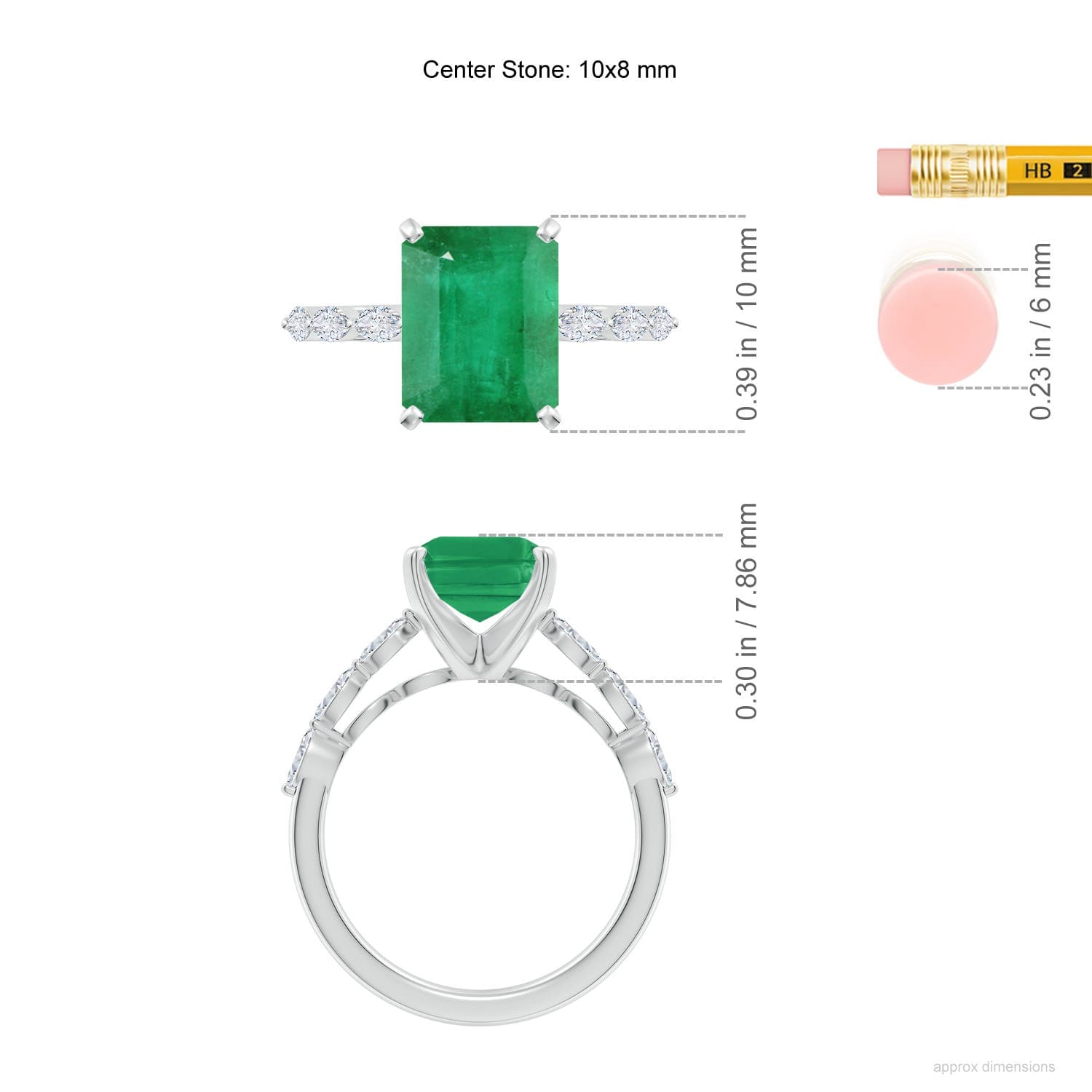 Prong-Set Emerald-Cut Emerald Engagement Ring with Marquise Diamonds