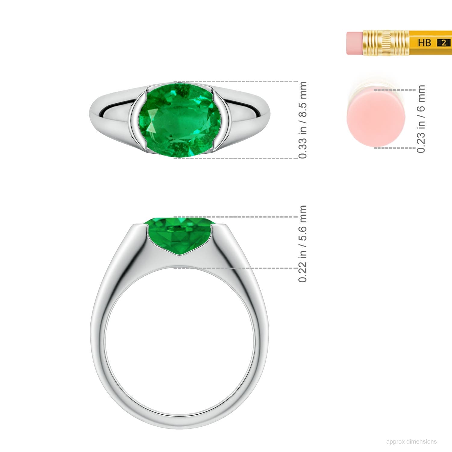 Semi Bezel-Set Oval Emerald Signet Engagement Ring