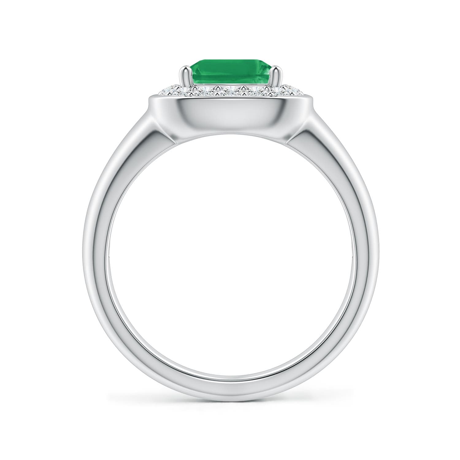 Emerald-Cut Emerald Signet Halo Engagement Ring