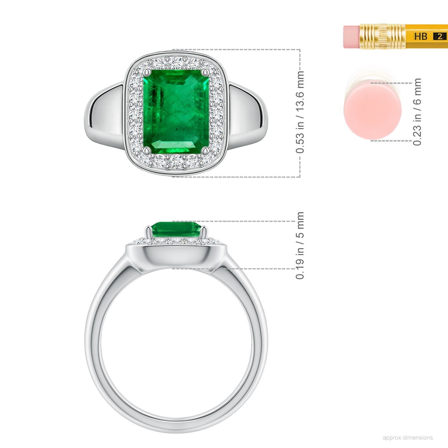 Emerald-Cut Emerald Signet Halo Engagement Ring