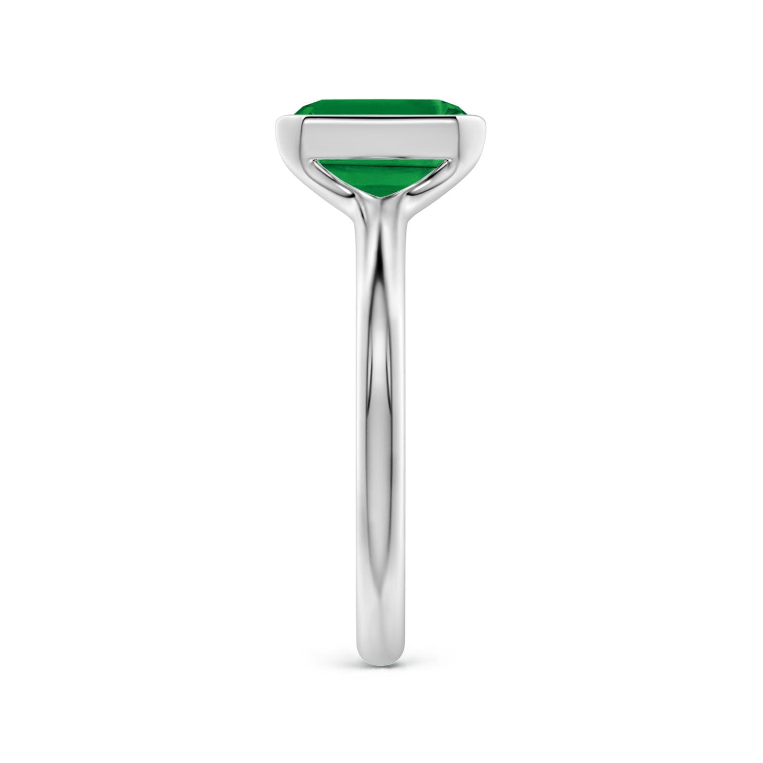Semi Bezel-Set Emerald-Cut Emerald Solitaire Engagement Ring