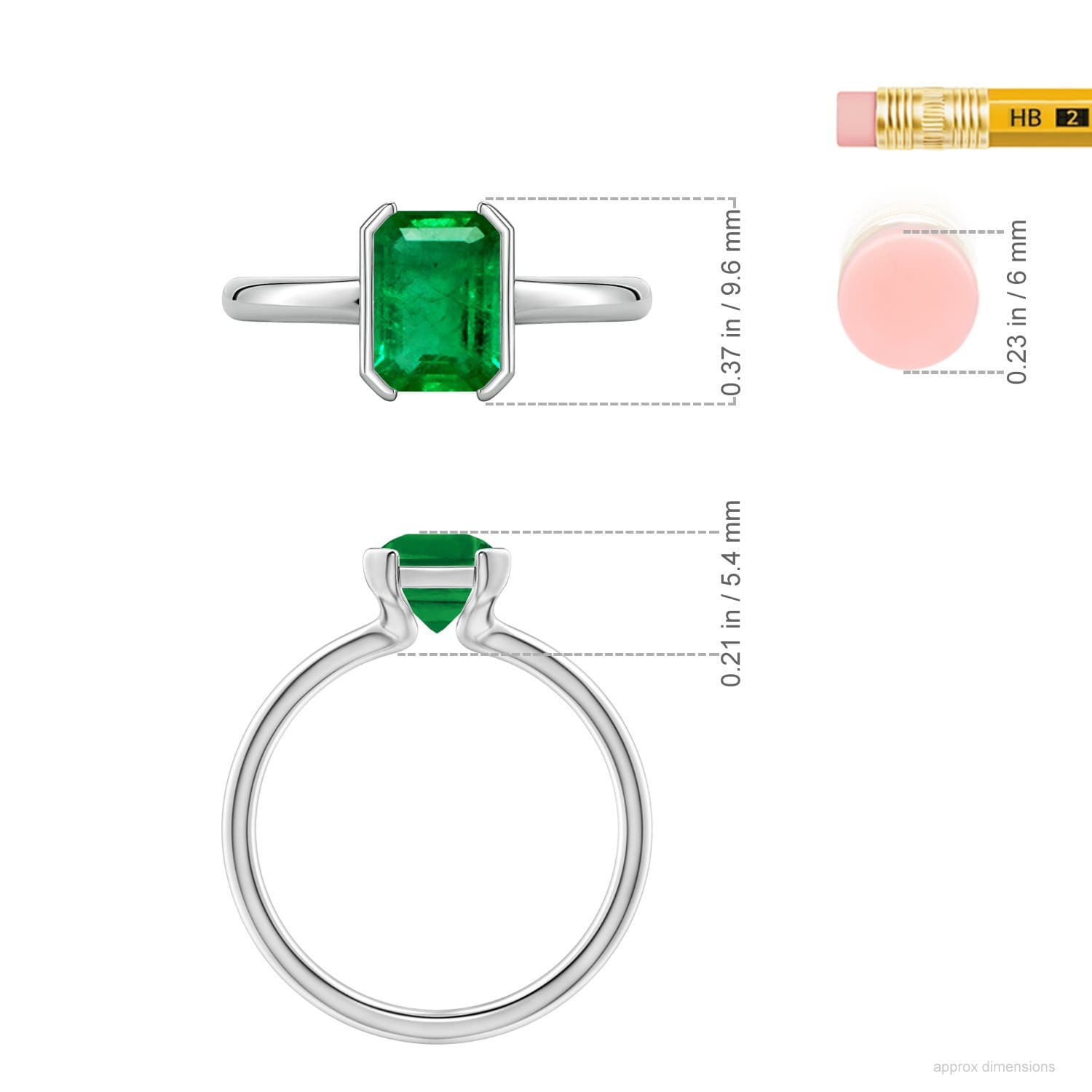Semi Bezel-Set Emerald-Cut Emerald Solitaire Engagement Ring