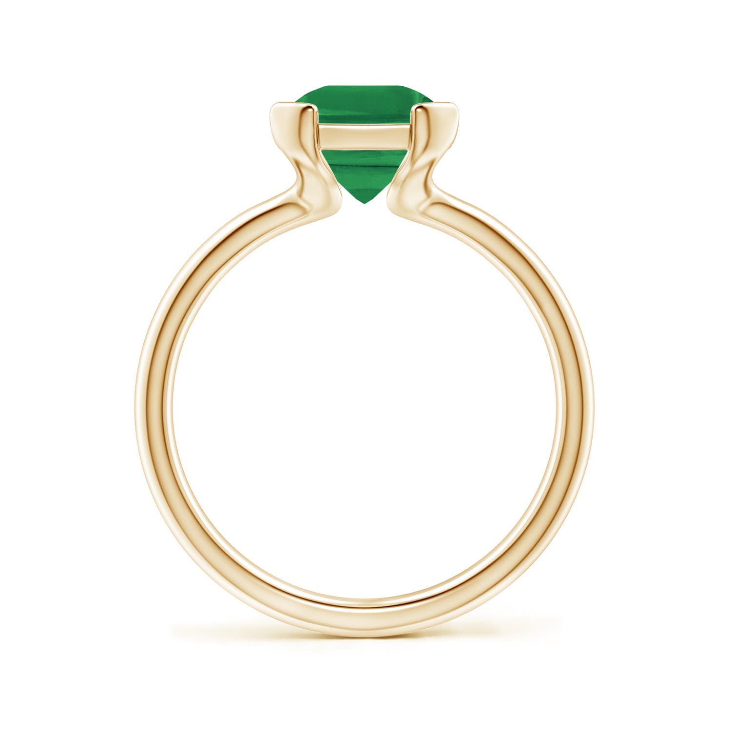 Semi Bezel-Set Emerald-Cut Emerald Solitaire Engagement Ring