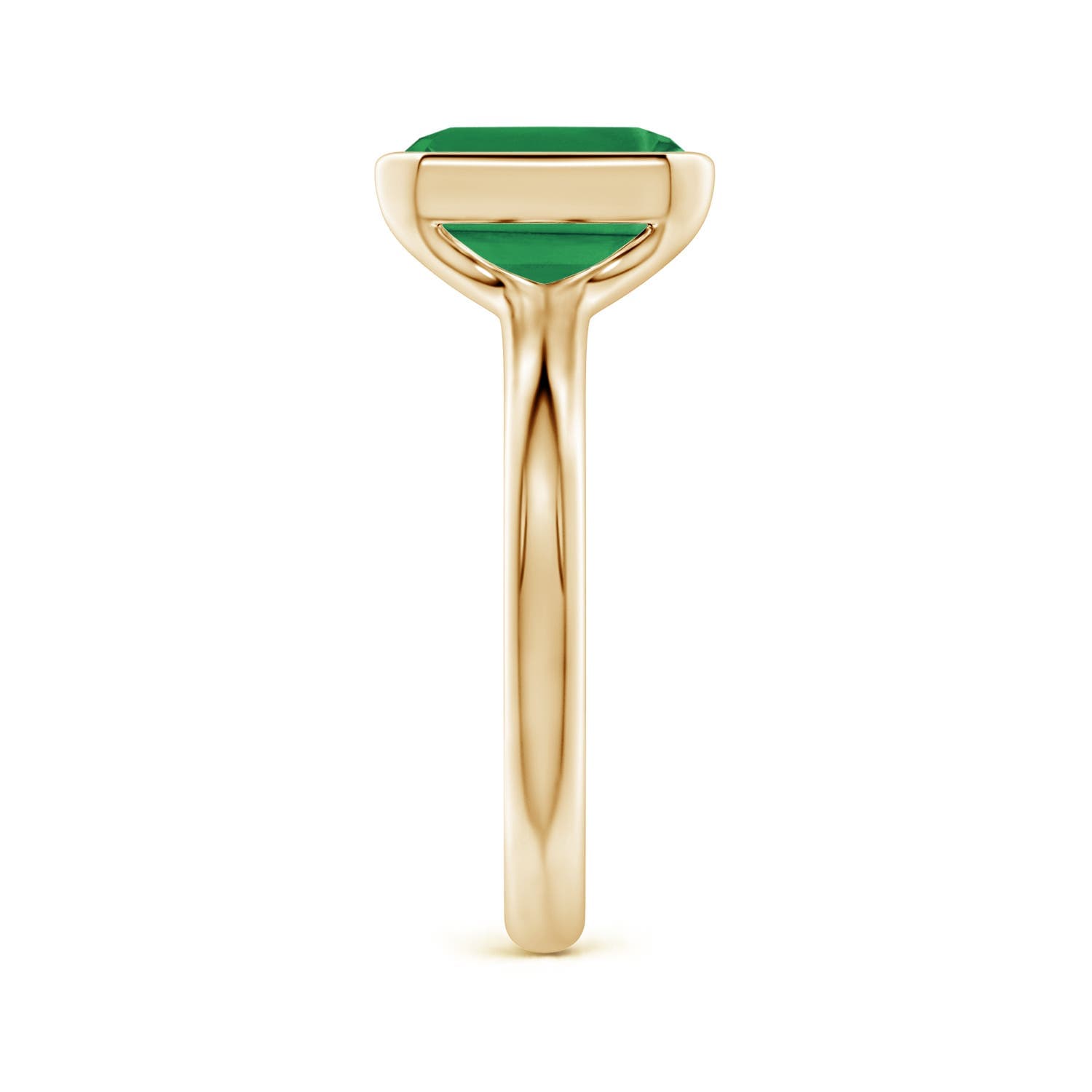 Semi Bezel-Set Emerald-Cut Emerald Solitaire Engagement Ring