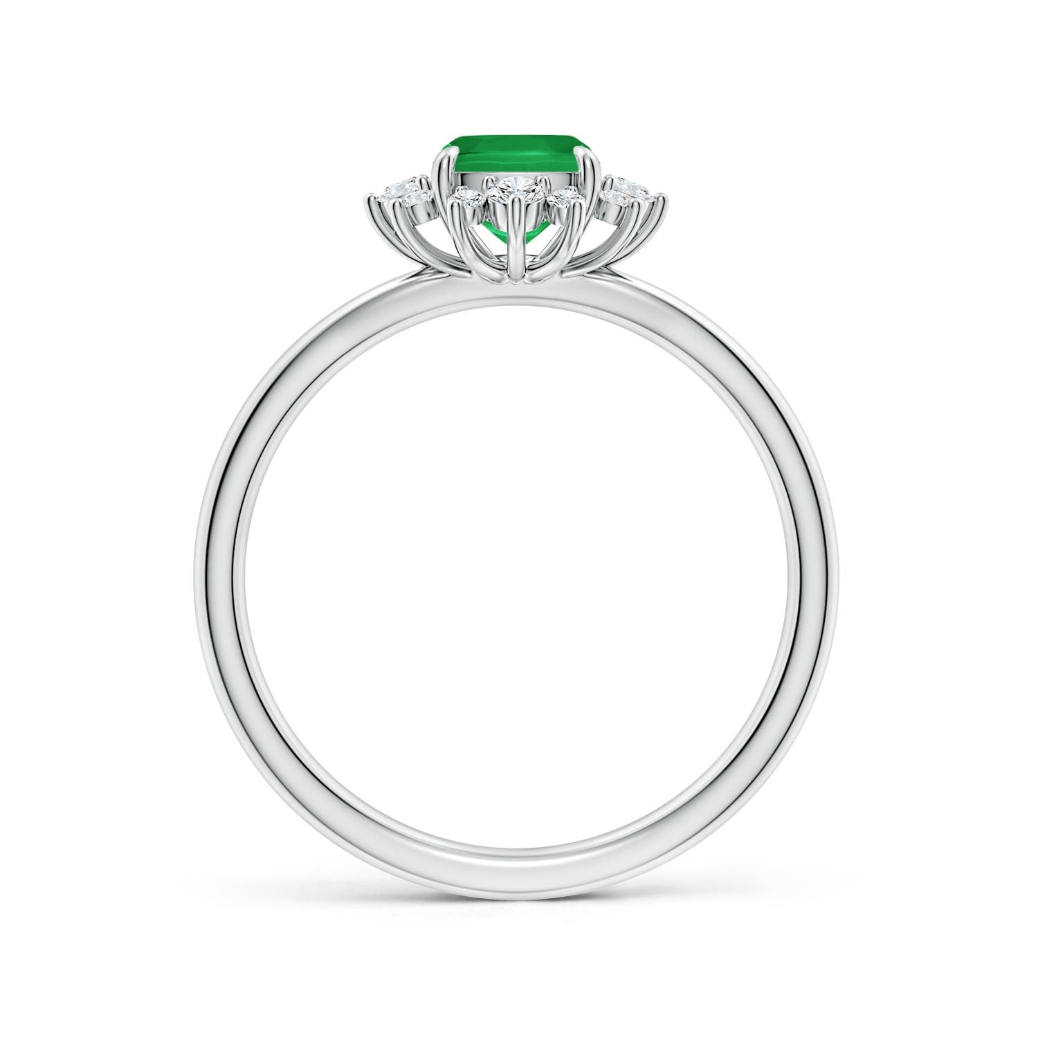 Cushion Emerald Ornate Halo Engagement Ring