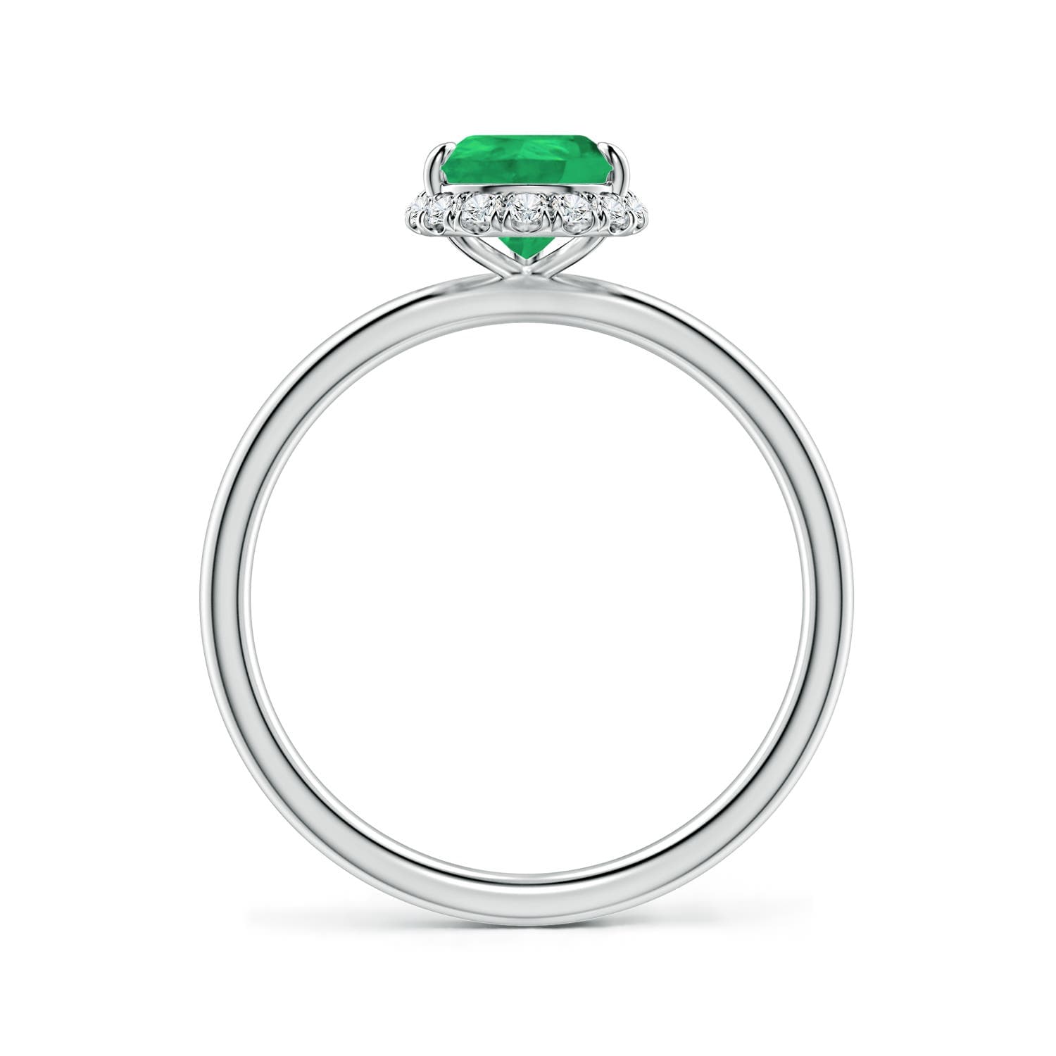 Pear Emerald Engagement Ring with Angled Halo