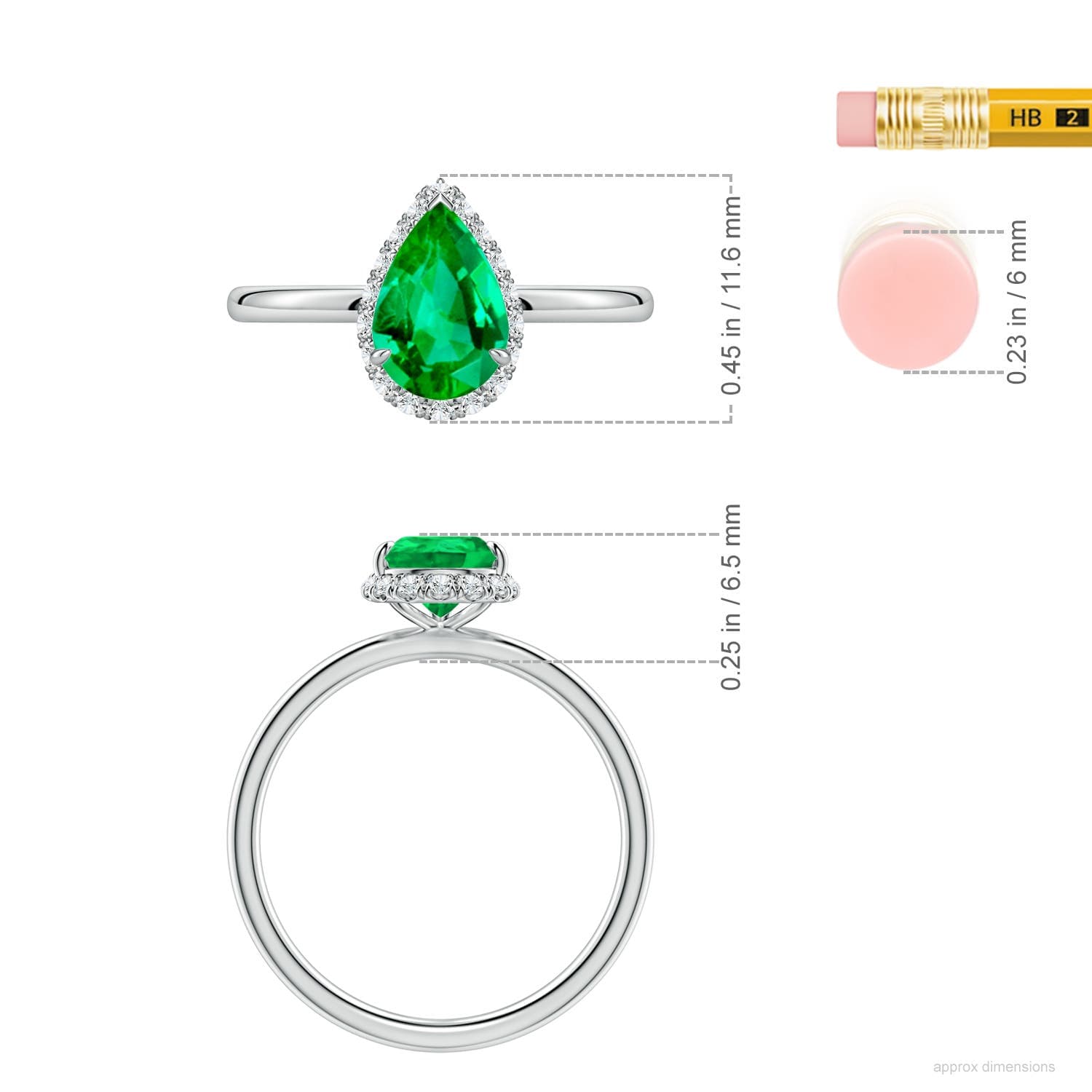 Pear Emerald Engagement Ring with Angled Halo