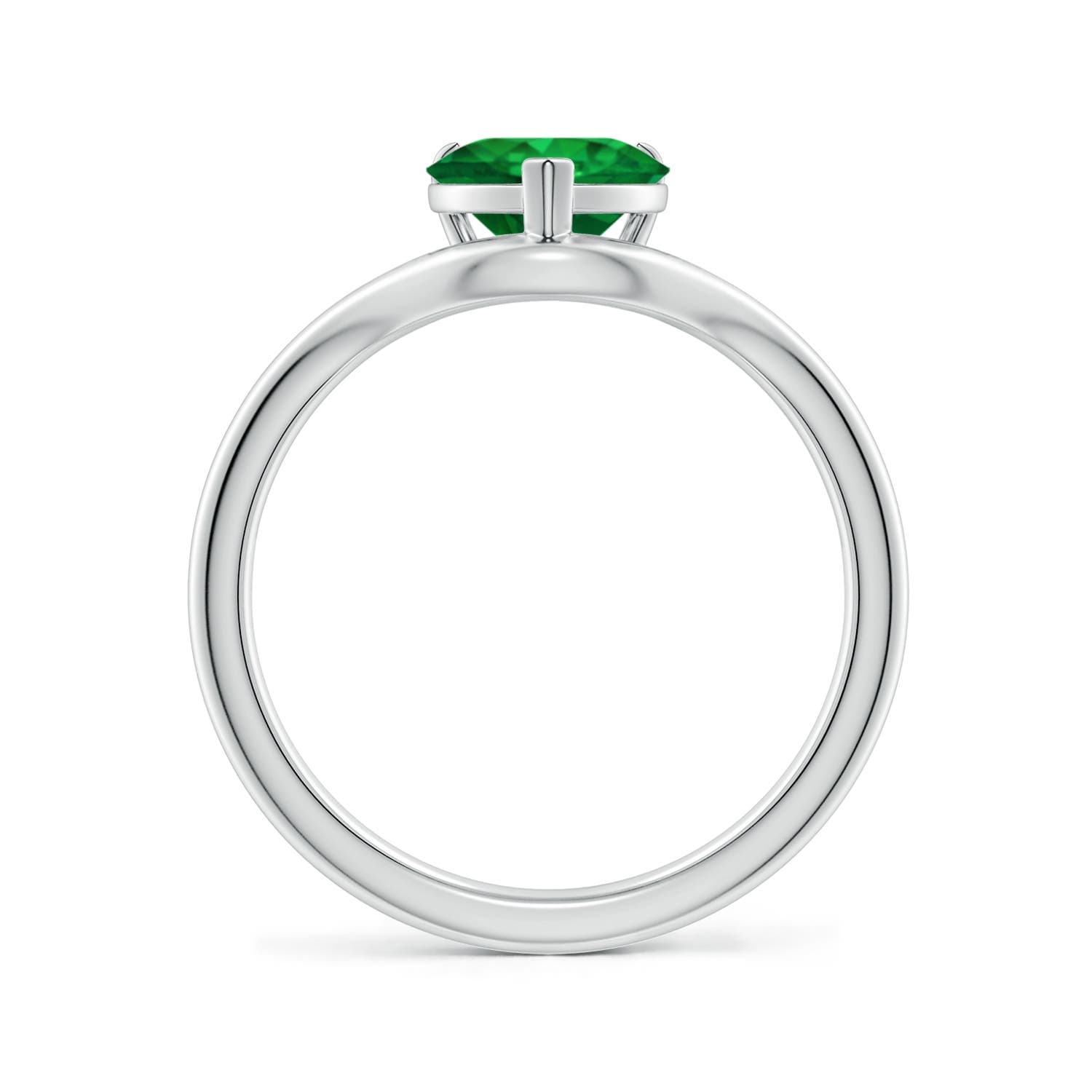 Solitaire Heart-Shaped Emerald Curved Shank Engagement Ring