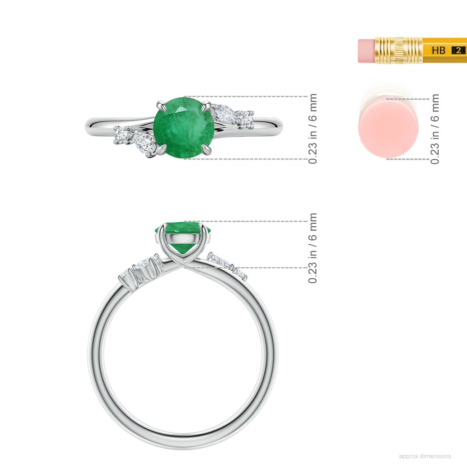Round Emerald Engagement Ring with Multi-Shape Diamond Accents
