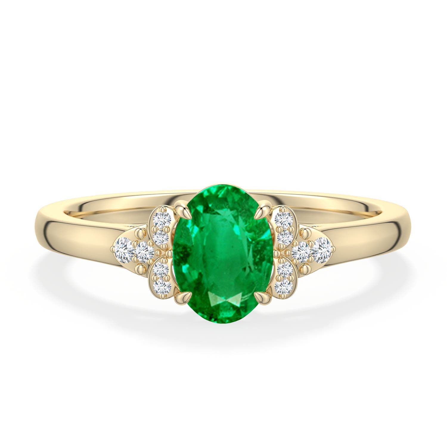 Oval Emerald Engagement Ring