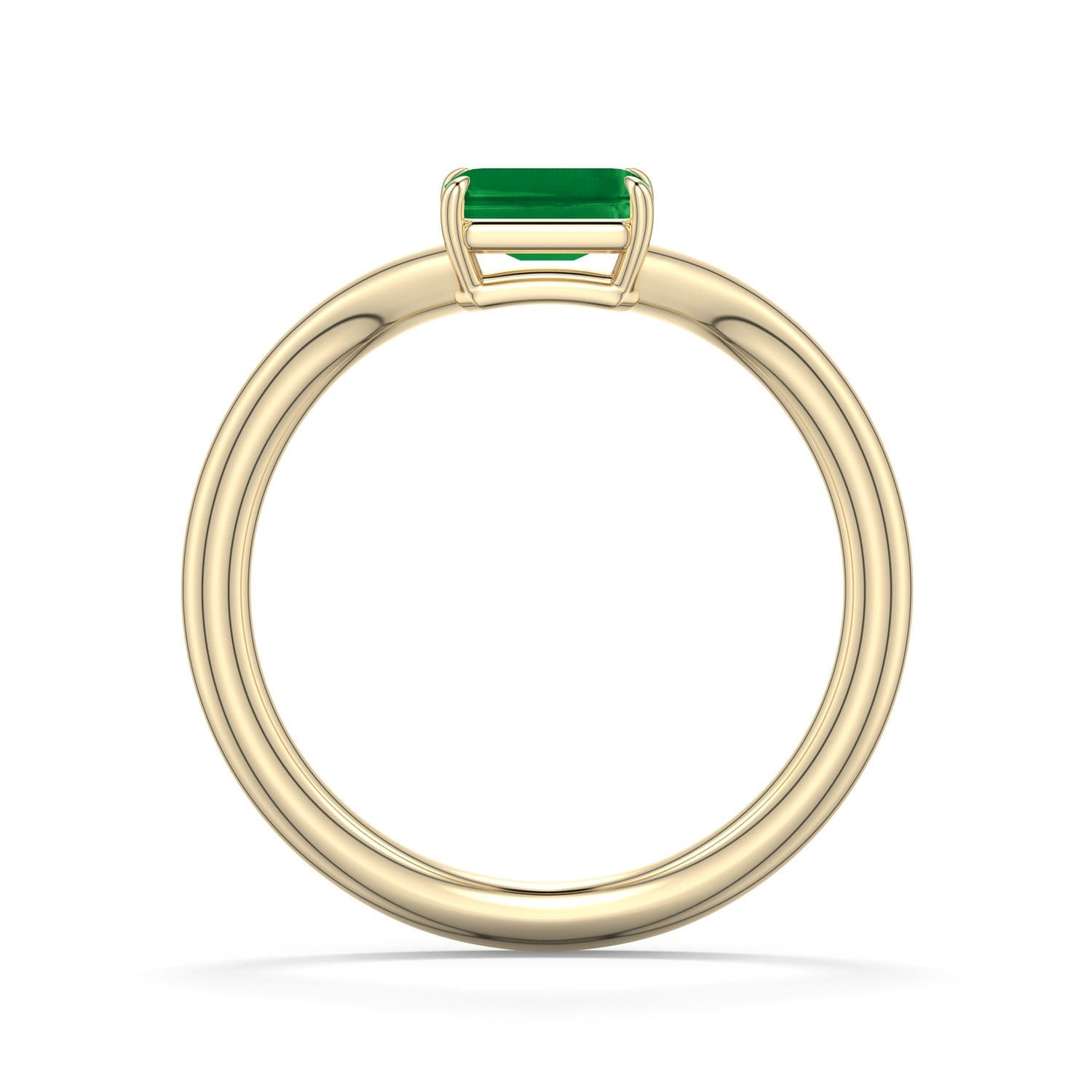 East-West Emerald-Cut Emerald Curved Engagement Ring