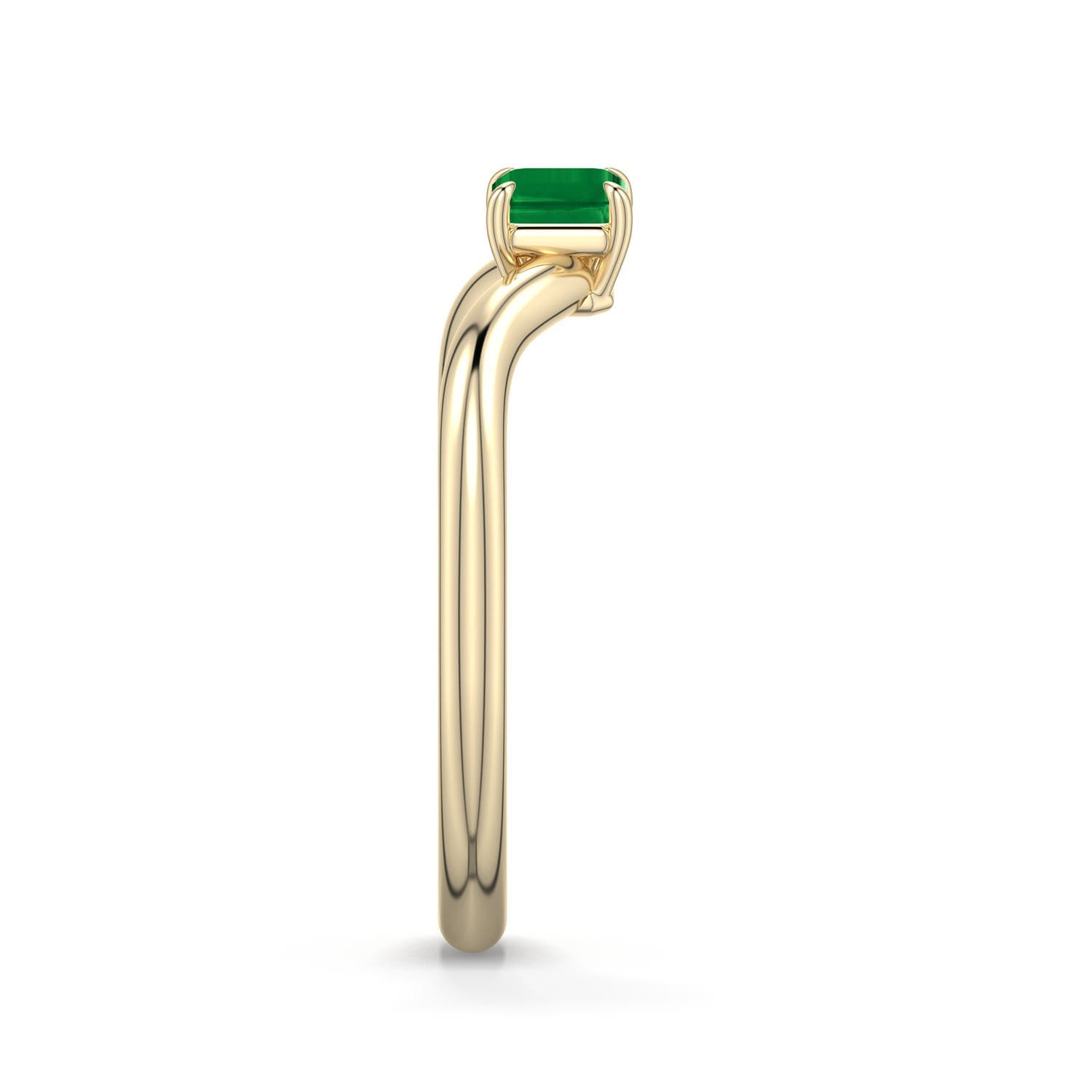 East-West Emerald-Cut Emerald Curved Engagement Ring