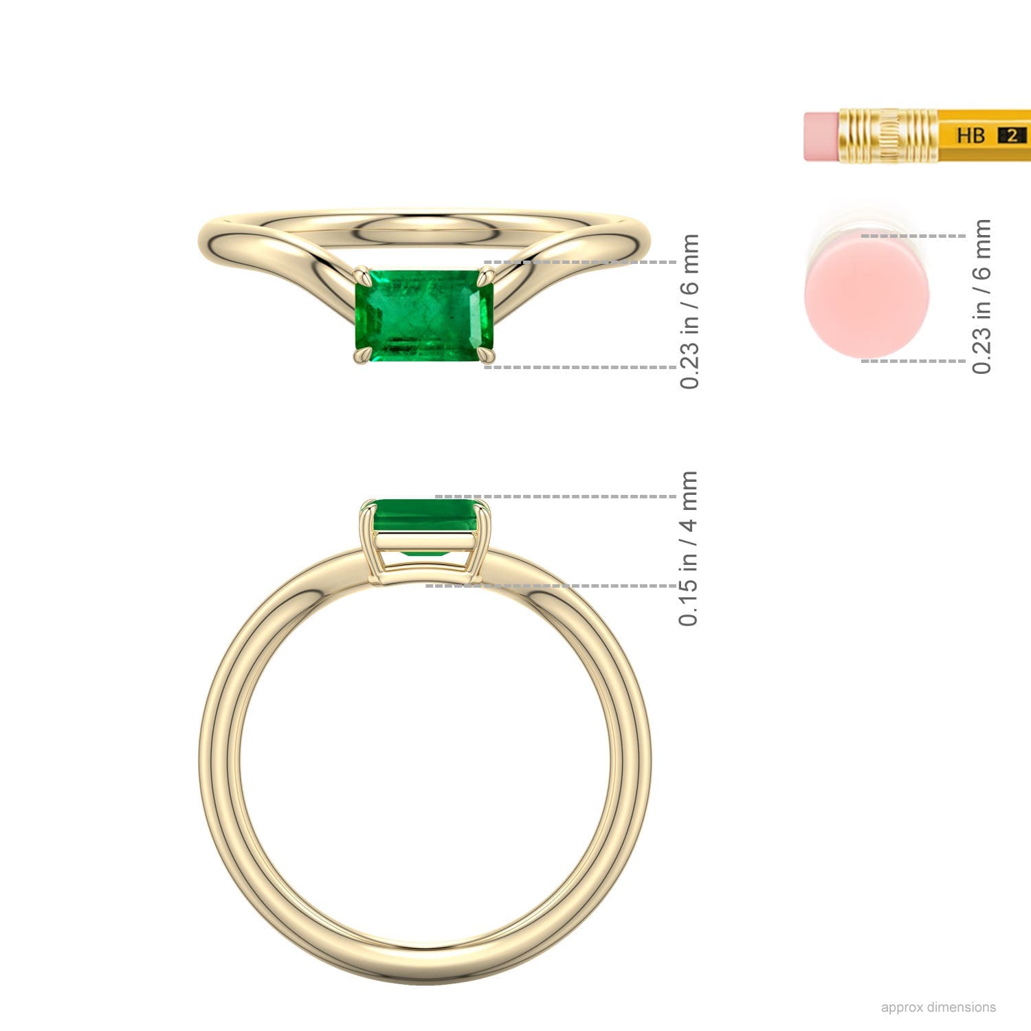 East-West Emerald-Cut Emerald Curved Engagement Ring