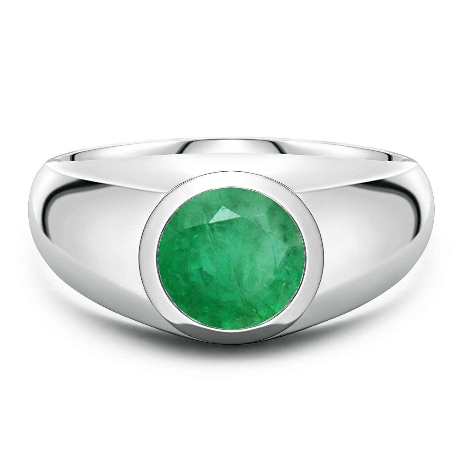 Round Emerald Men’s Signet Ring