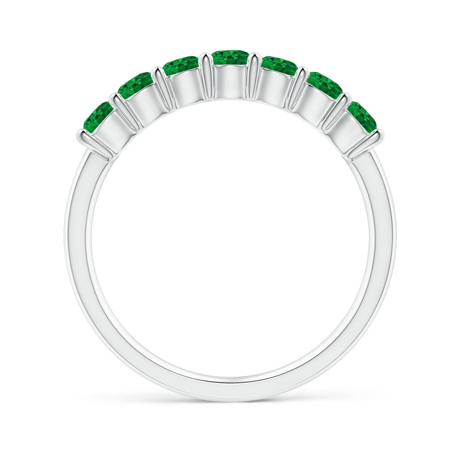 Half Eternity Seven Stone Emerald Wedding Ring
