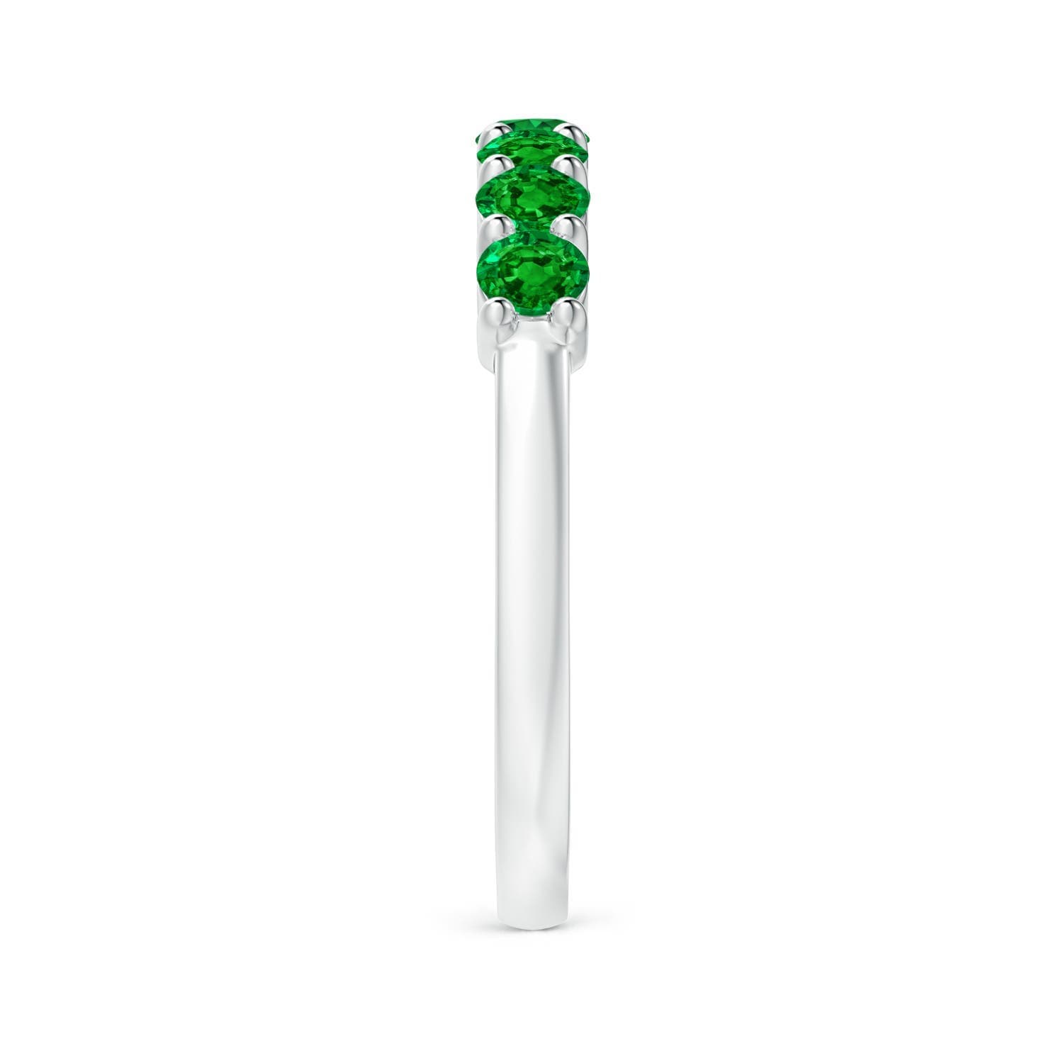 Half Eternity Seven Stone Emerald Wedding Ring