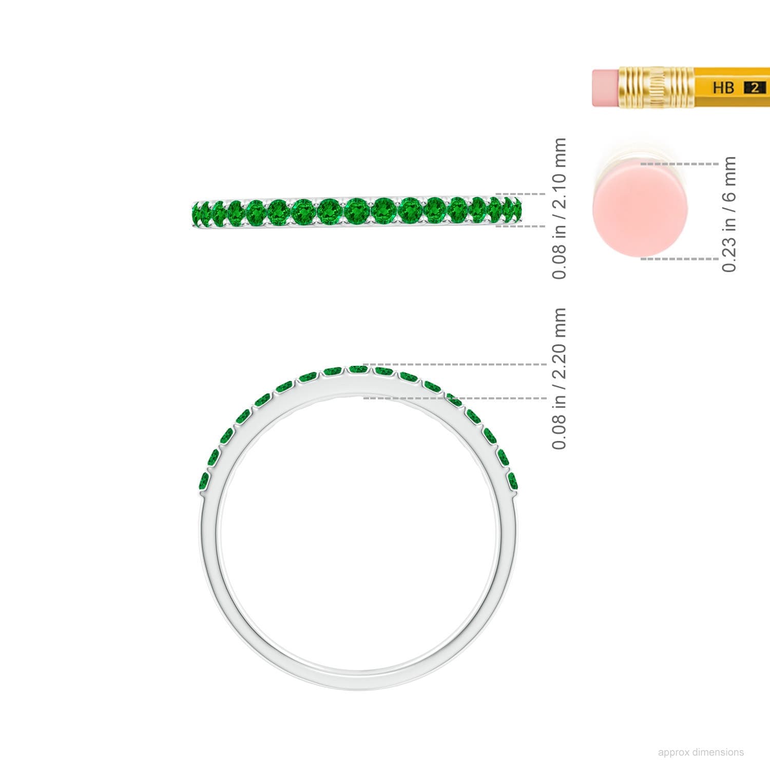 Prong Set Half Eternity Round Emerald Wedding Ring
