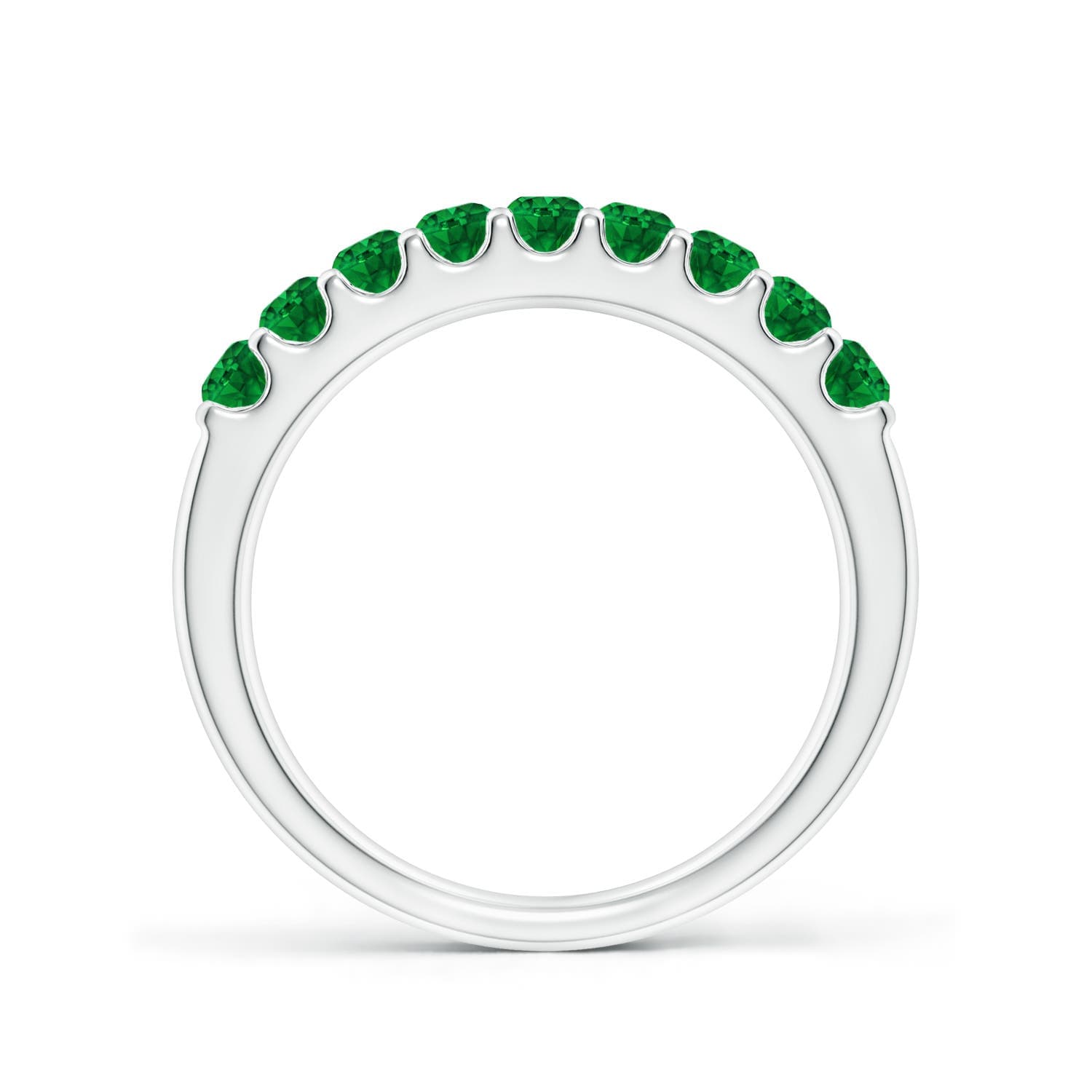 Shared Prong Set Half Eternity Emerald Wedding Band