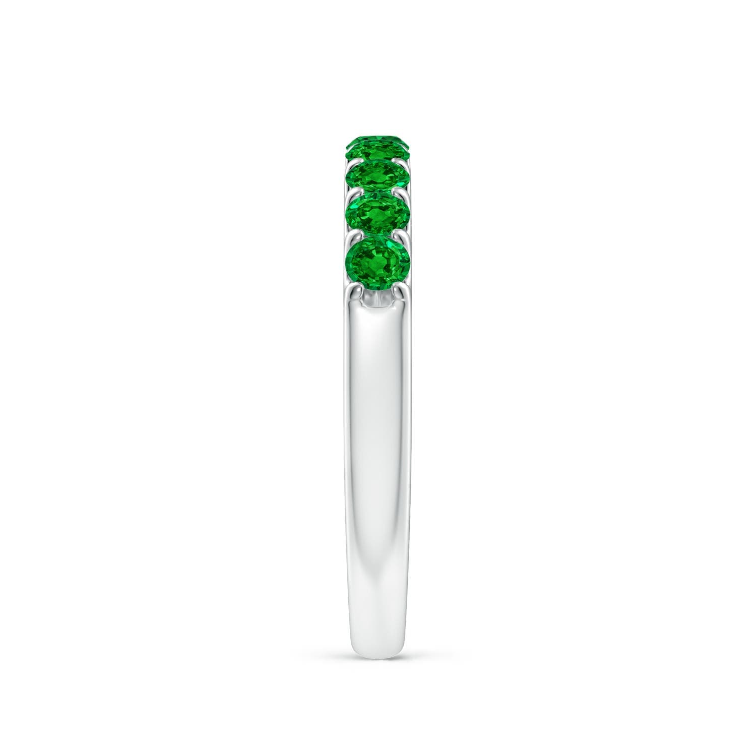 Shared Prong Set Half Eternity Emerald Wedding Band
