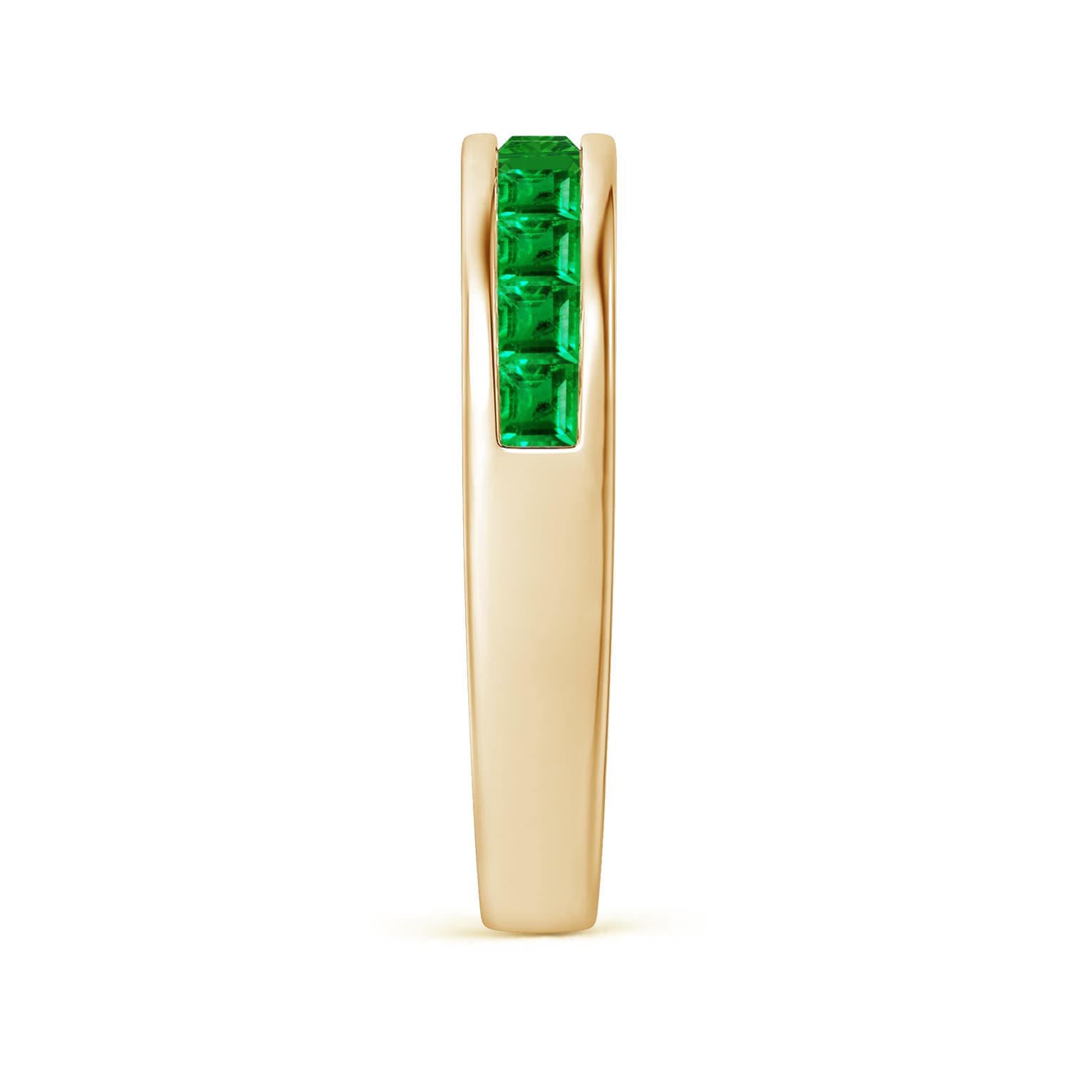 Channel Set Square Emerald Half Eternity Ring